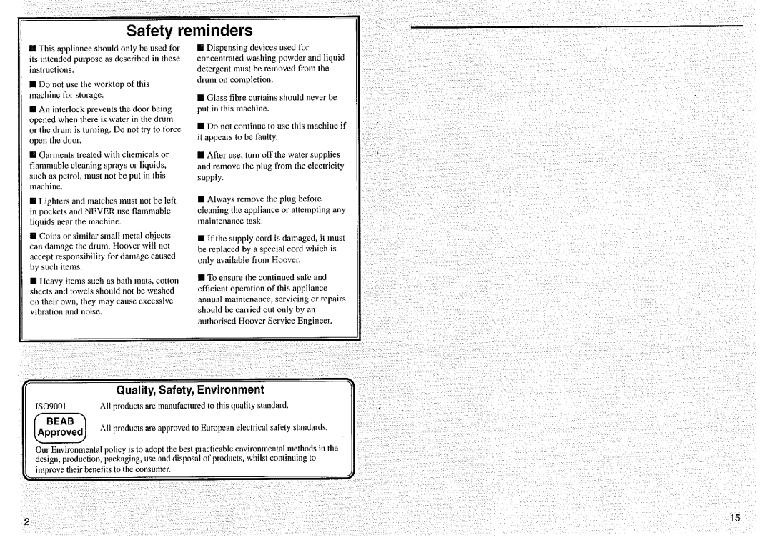 Hoover AC90, AC110, AC125, AC95, AC115, AB105, AB115, AB110, AB135, AC120, AB100 manual 