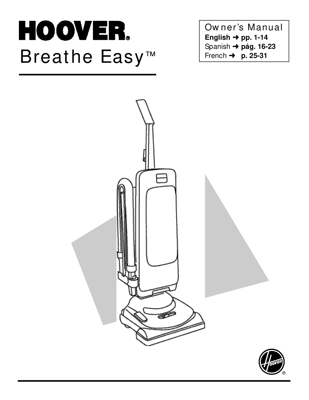 Hoover Breathe Easy owner manual Reathe Easy 