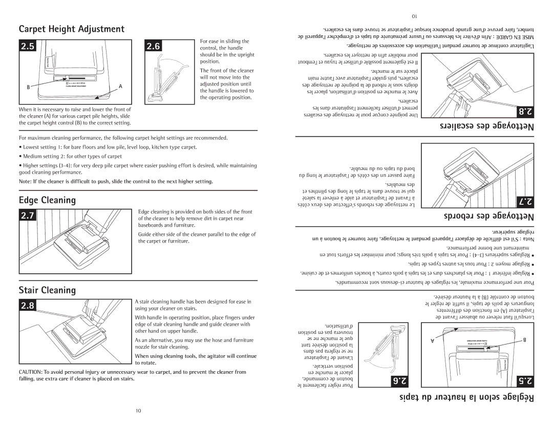 Hoover C1414900 Carpet Height Adjustment, Stair Cleaning, Escaliers des Nettoyage, Edge Cleaning, Rebords des Nettoyage 