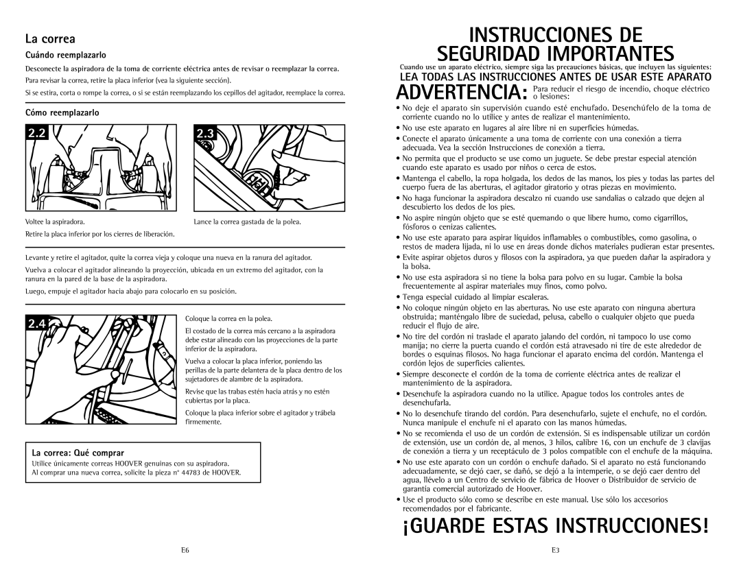 Hoover C1431010 owner manual La correa Qué comprar, Voltee la aspiradora, Inferior de la aspiradora 