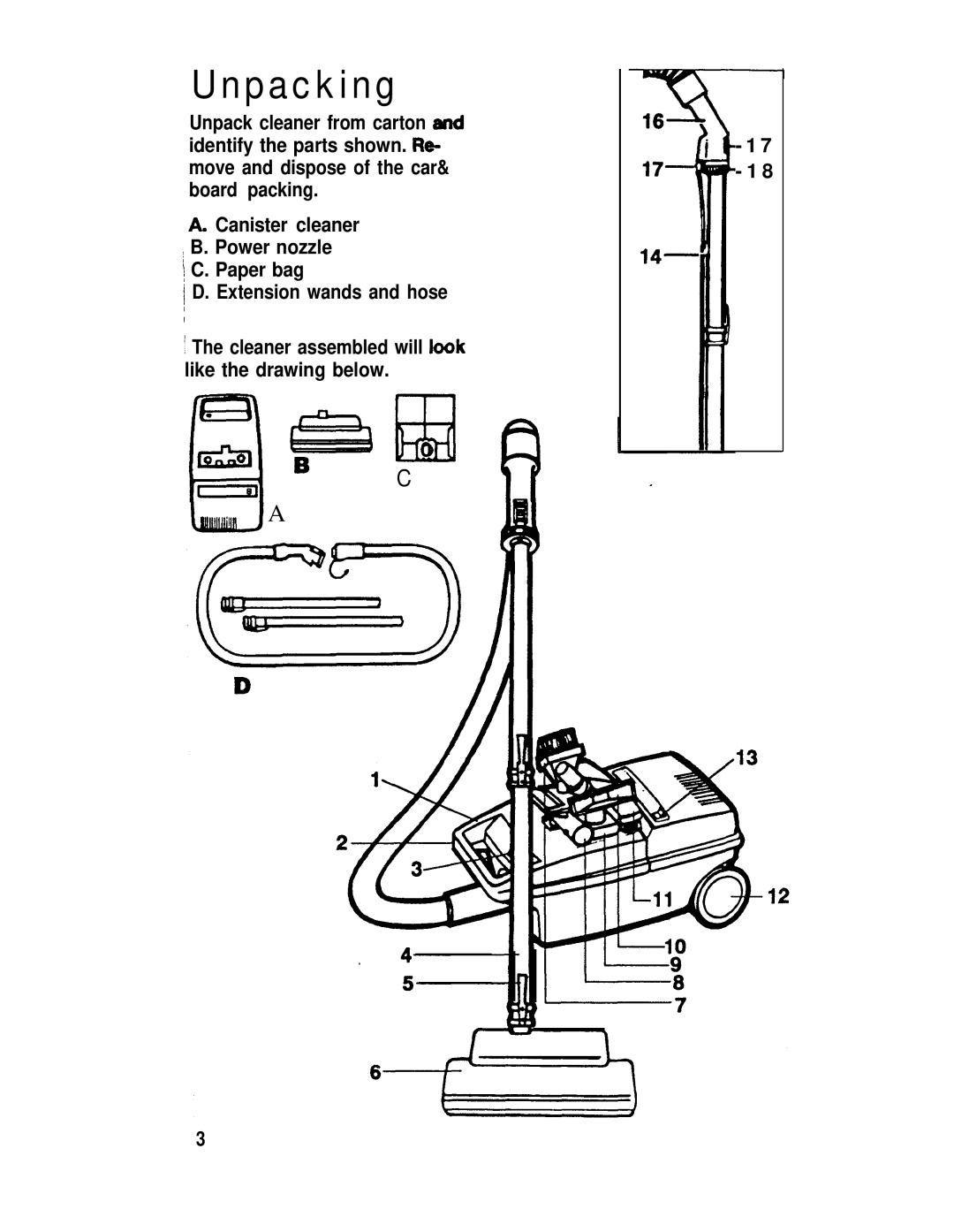 Hoover Canisfer Cleaner with Power Nozzle manual Unpacking 