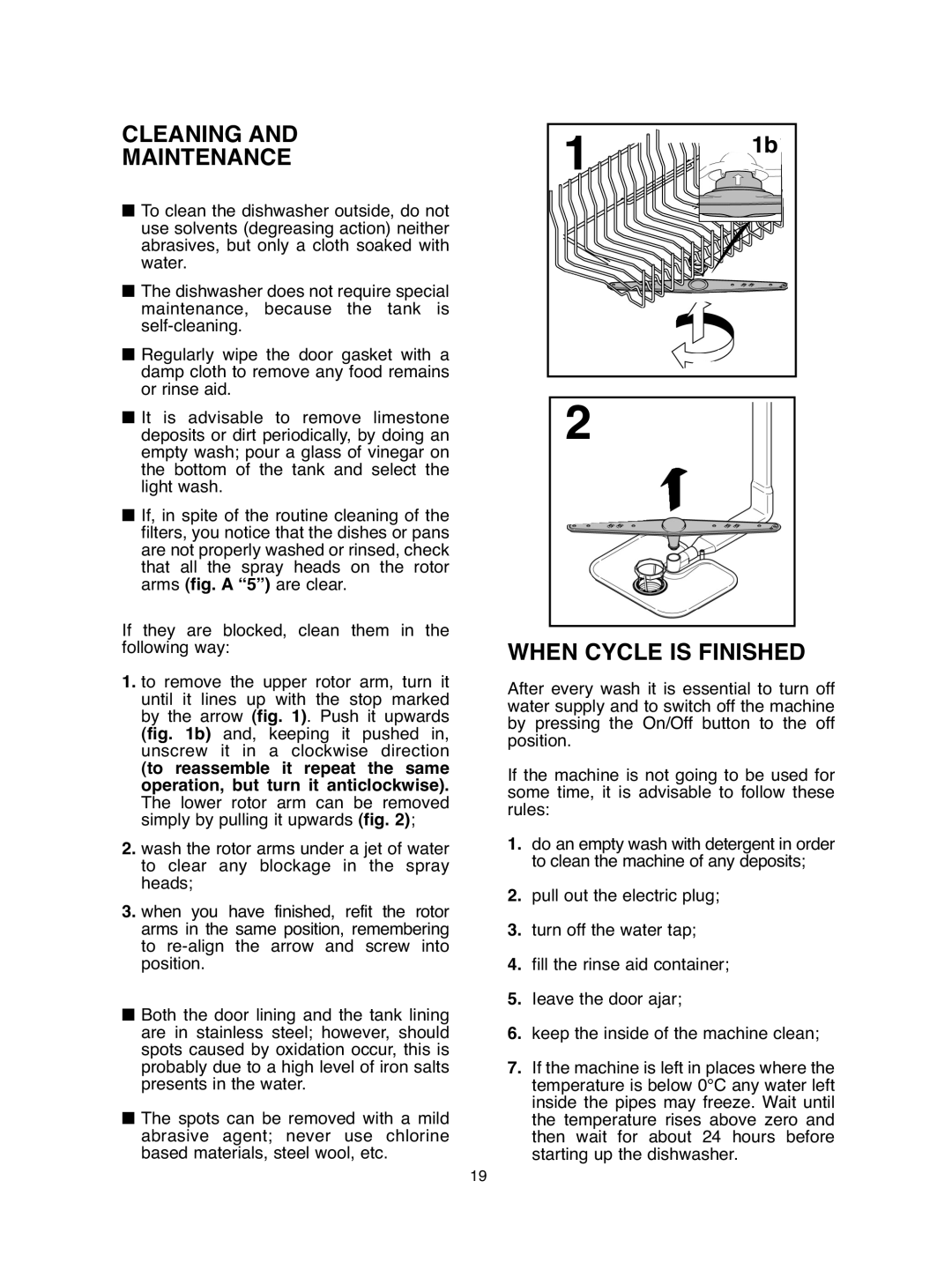 Hoover DDY 062 manual Cleaning Maintenance, When Cycle is Finished 