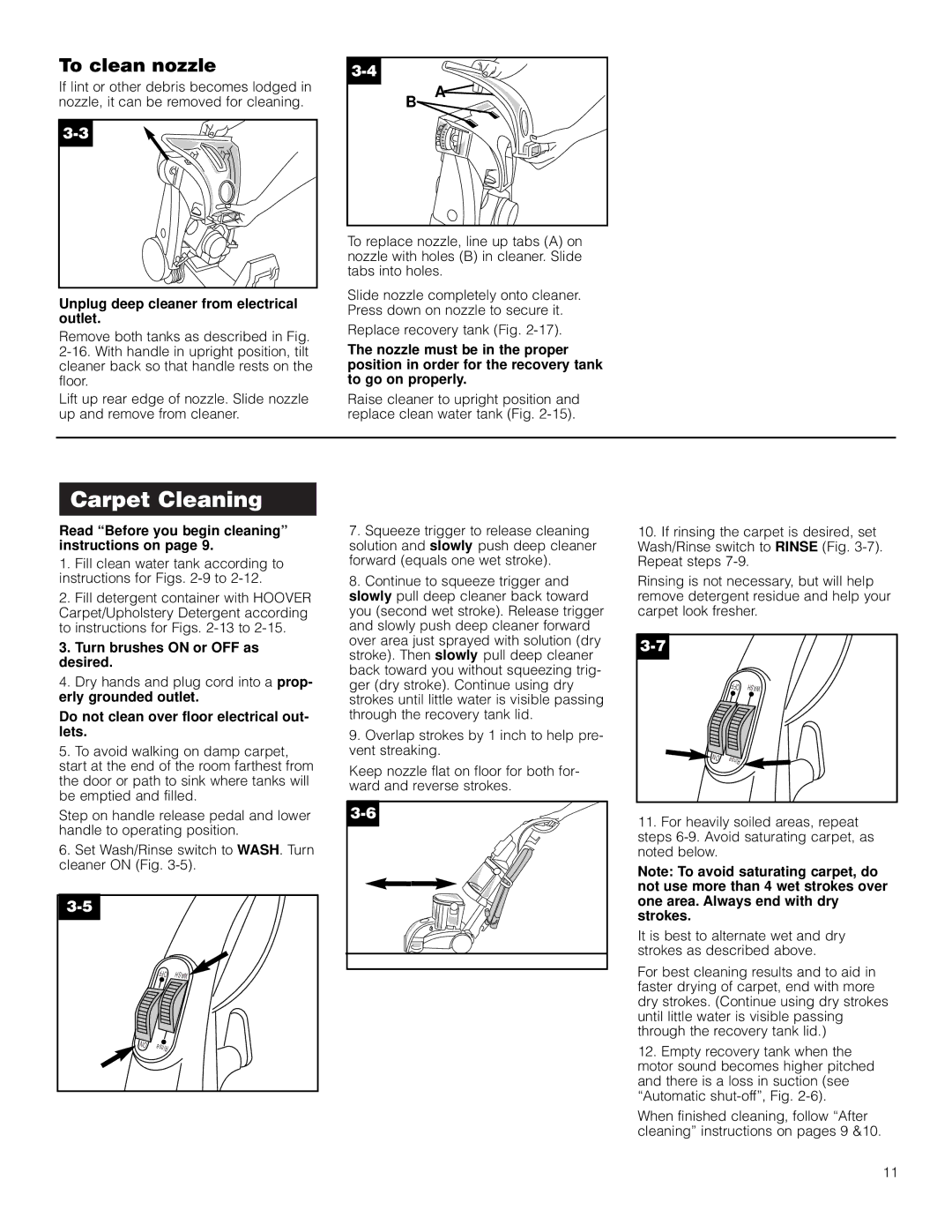 Hoover Deep Cleaner Steam Vacuum manual To clean nozzle, Read Before you begin cleaning instructions on 