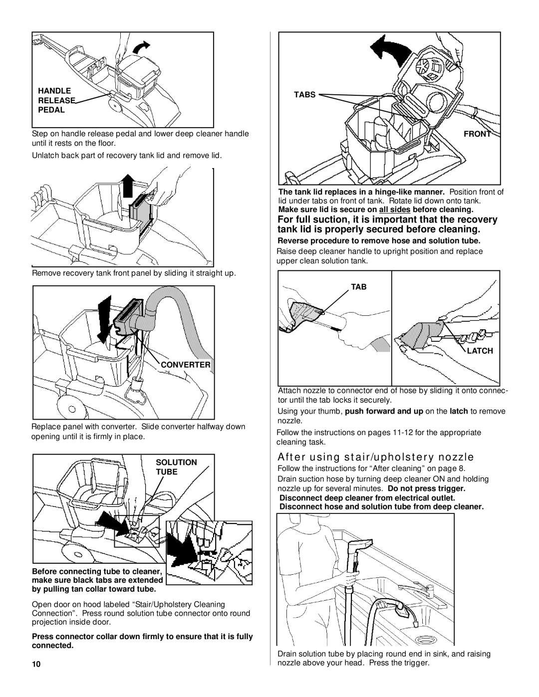 Hoover Deep Cleaner owner manual After using stair/upholstery nozzle 