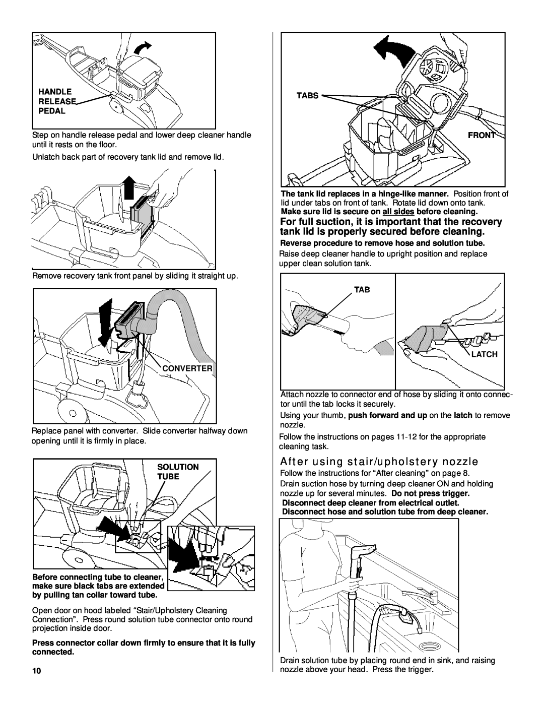 Hoover Deep Cleaner owner manual After using stair/upholstery nozzle 