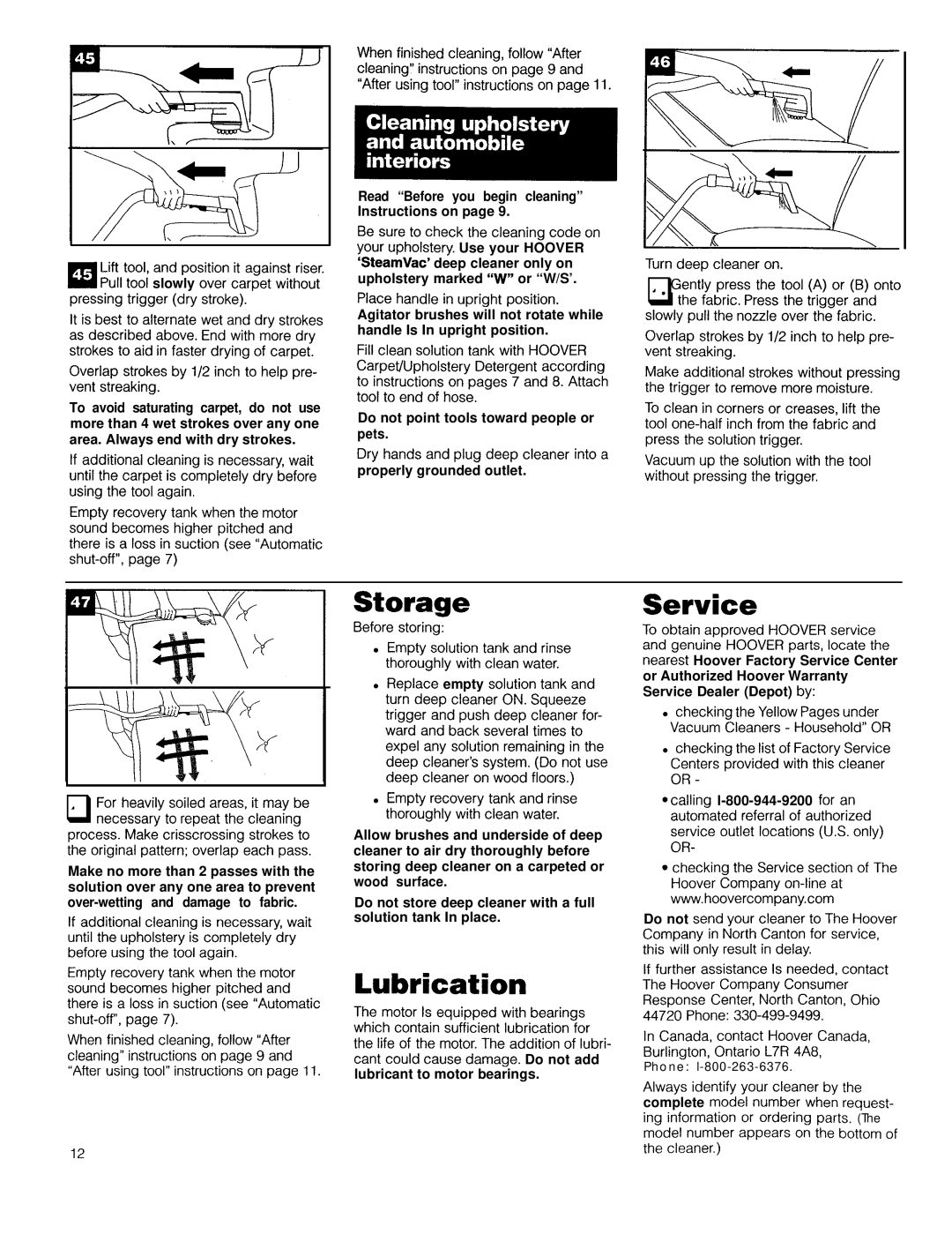Hoover Deluxe, Ultra Plus owner manual Storage, Lubrication, Service, Properly grounded outlet 