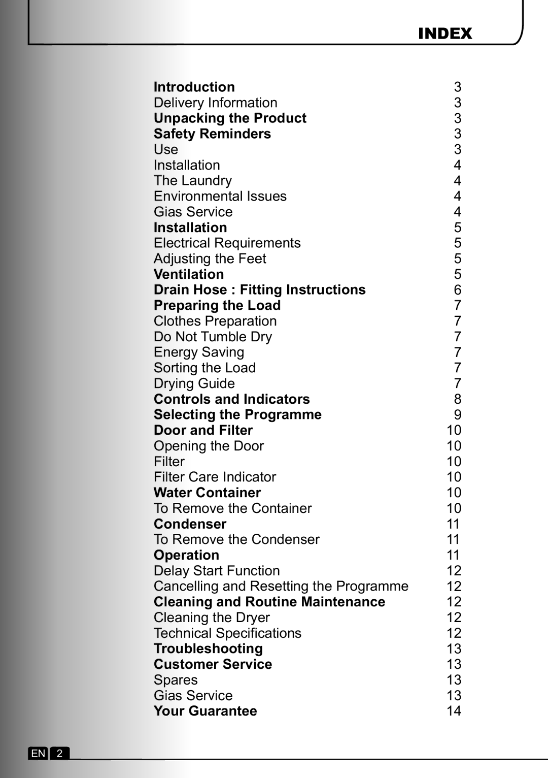 Hoover DYC 88132BXC manual Index 