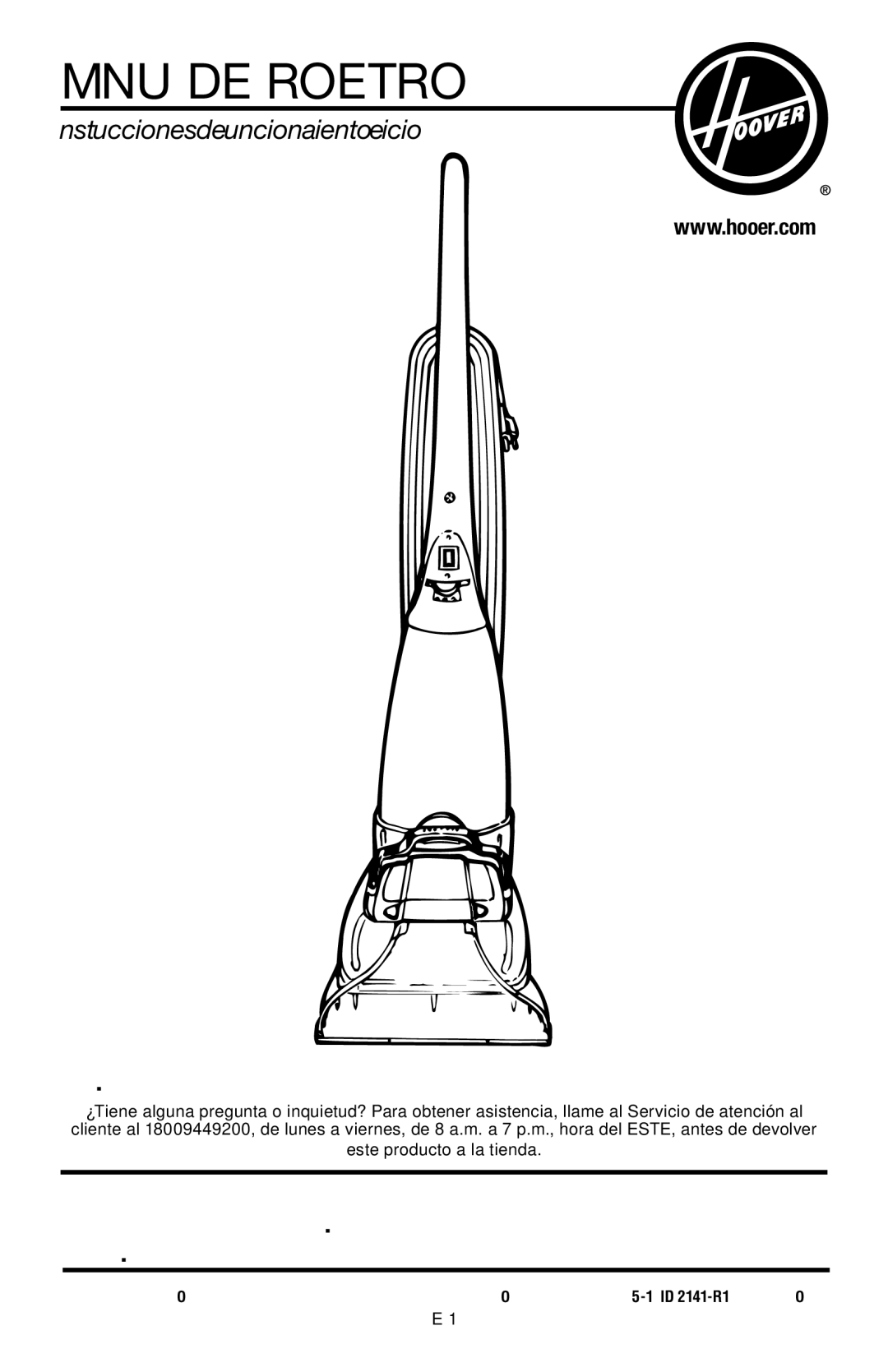 Hoover E1 owner manual Manual DEL Propietario 