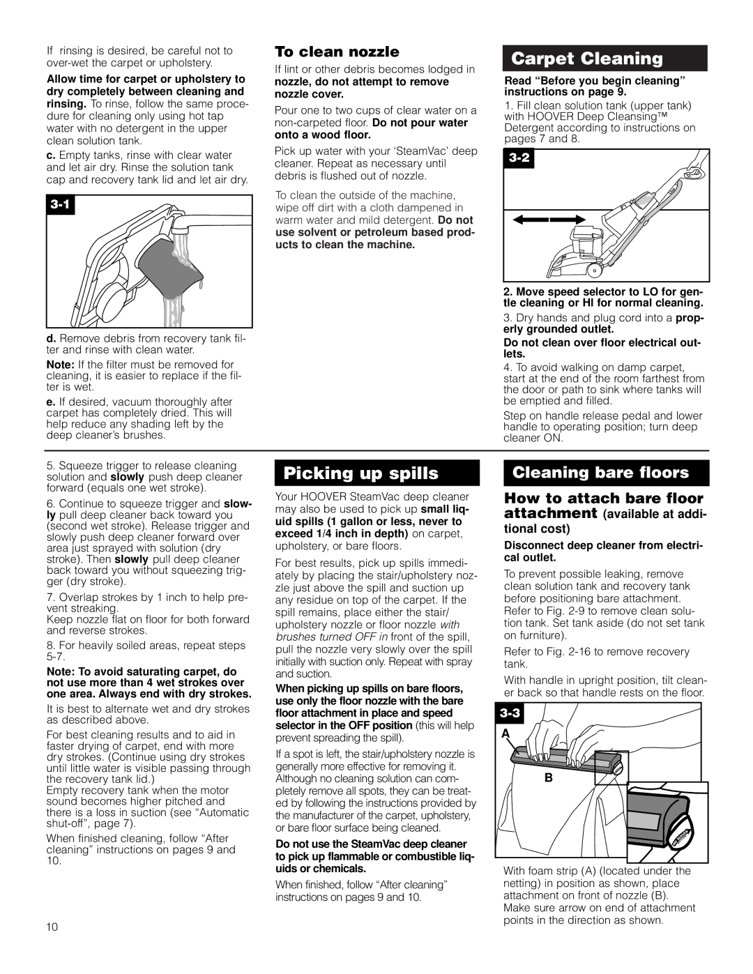 Hoover F5906900 owner manual To clean nozzle, Read Before you begin cleaning instructions on 