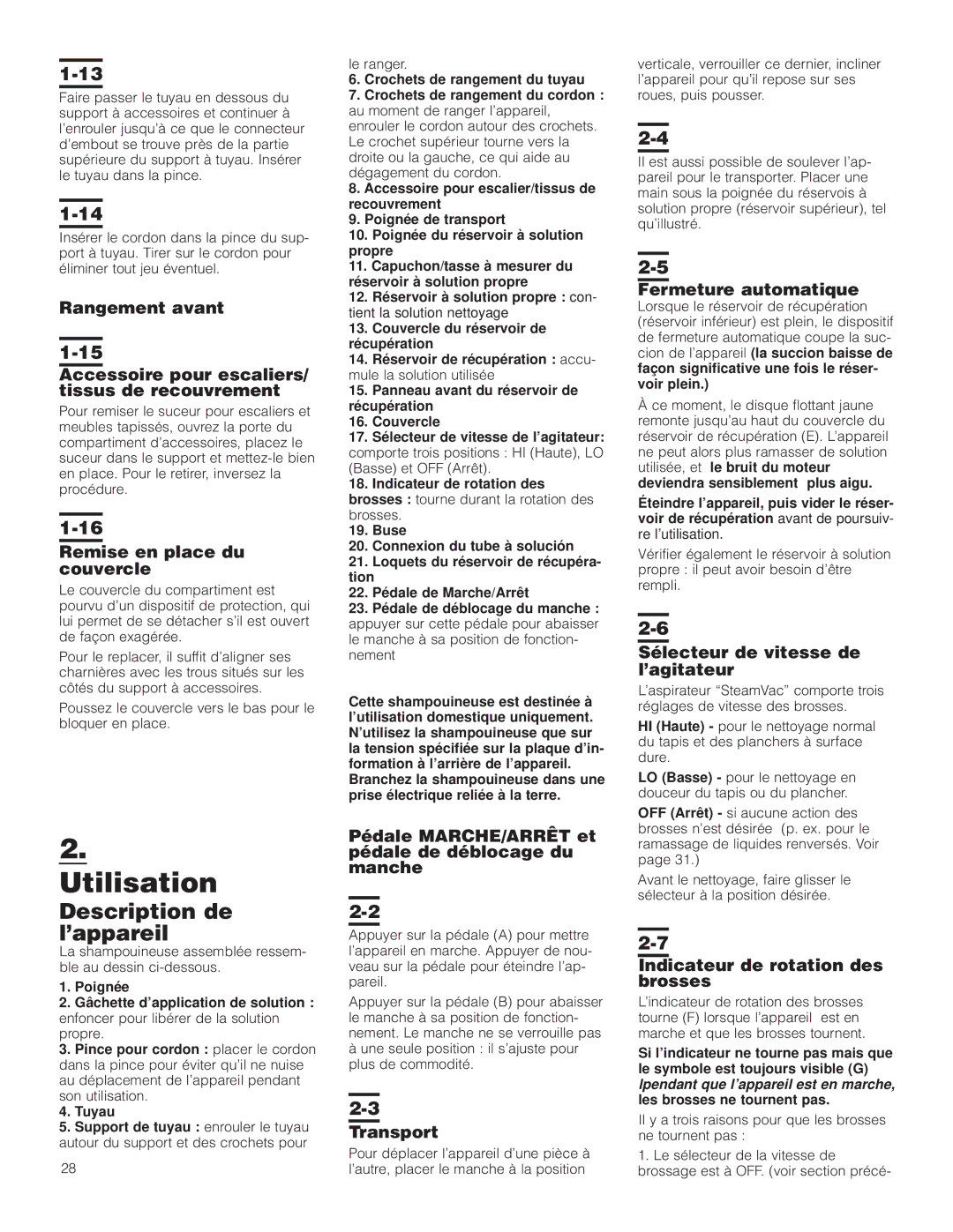 Hoover F5906900 owner manual Utilisation, Description de l’appareil 