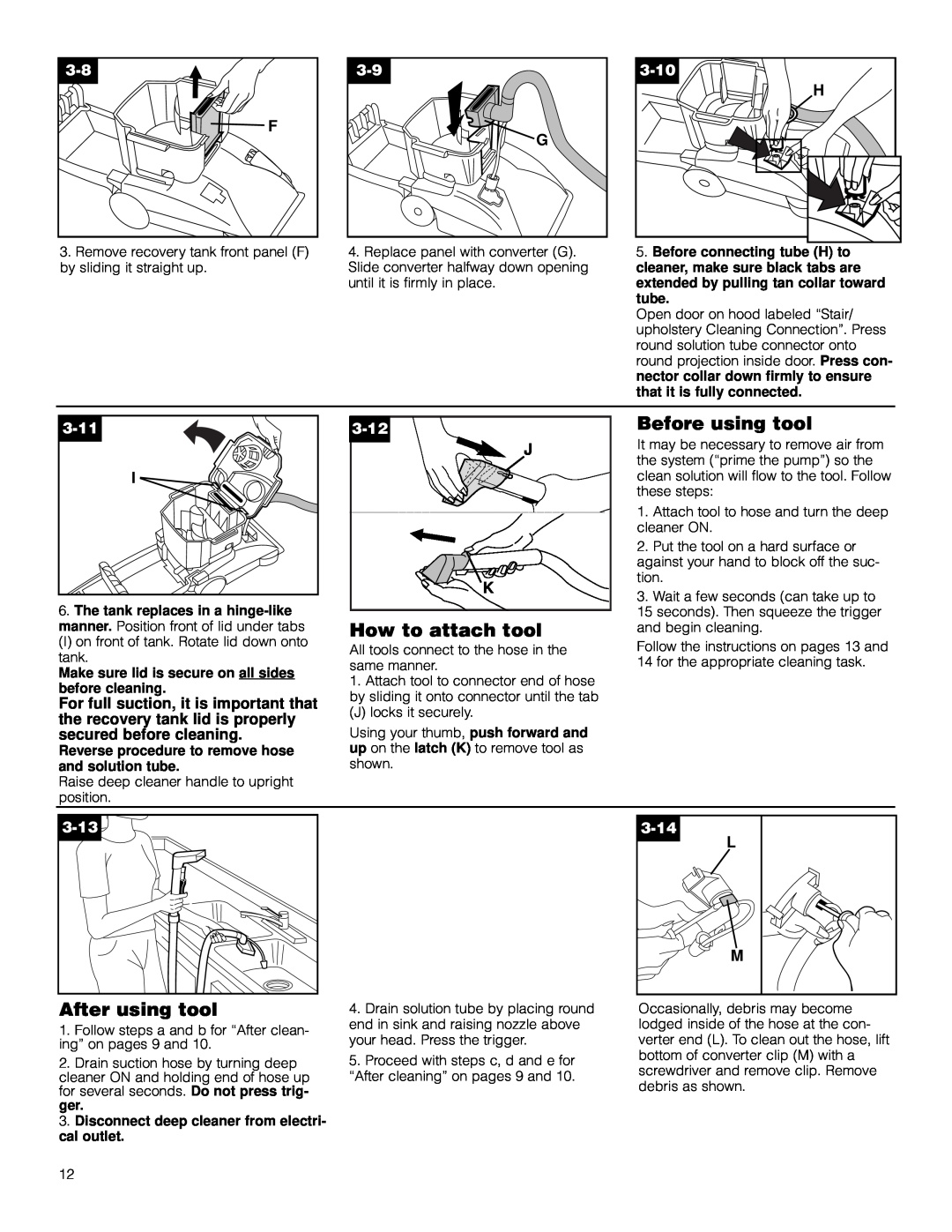 Hoover F5906900 owner manual 3-10, 3-11, 3-12, 3-13, 3-14 