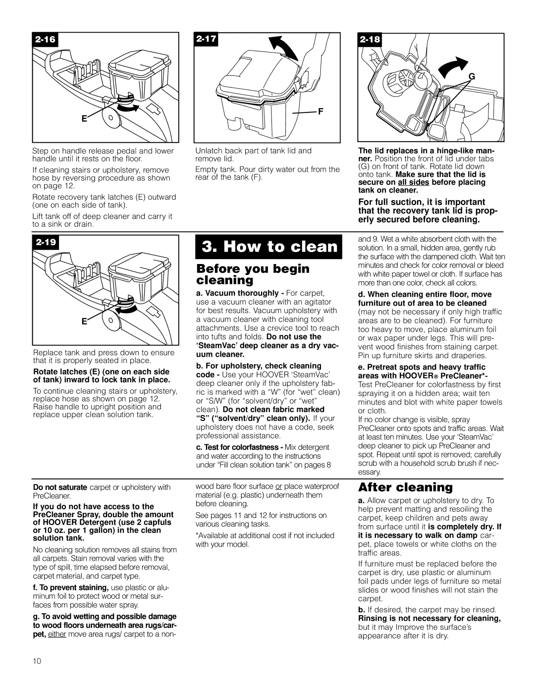 Hoover F5910-900, F5903-900 owner manual Before you begin, Cleaning, After cleaning 