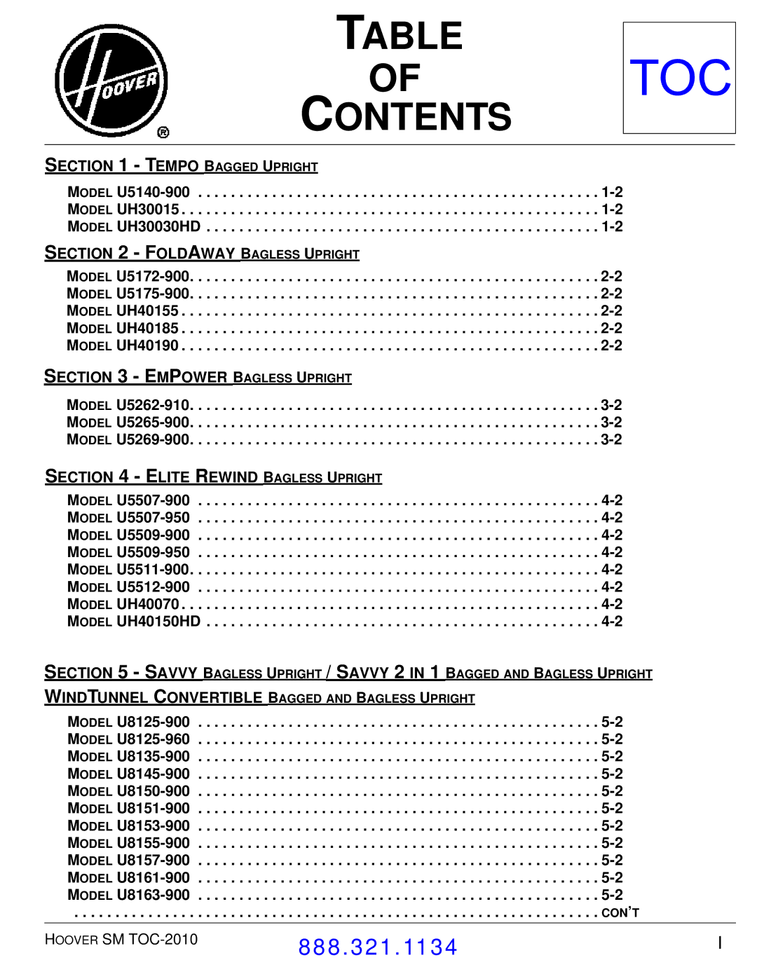 Hoover F7412900 manual Contents 