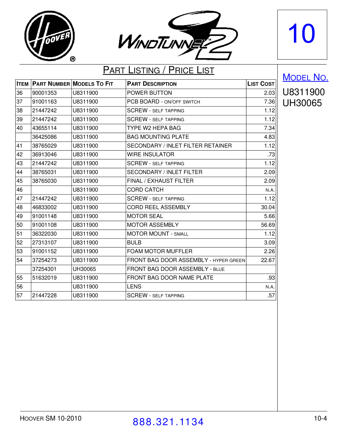 Hoover F7412900 manual 10-4 