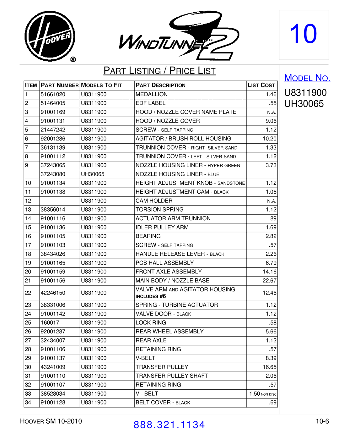 Hoover F7412900 manual 10-6 