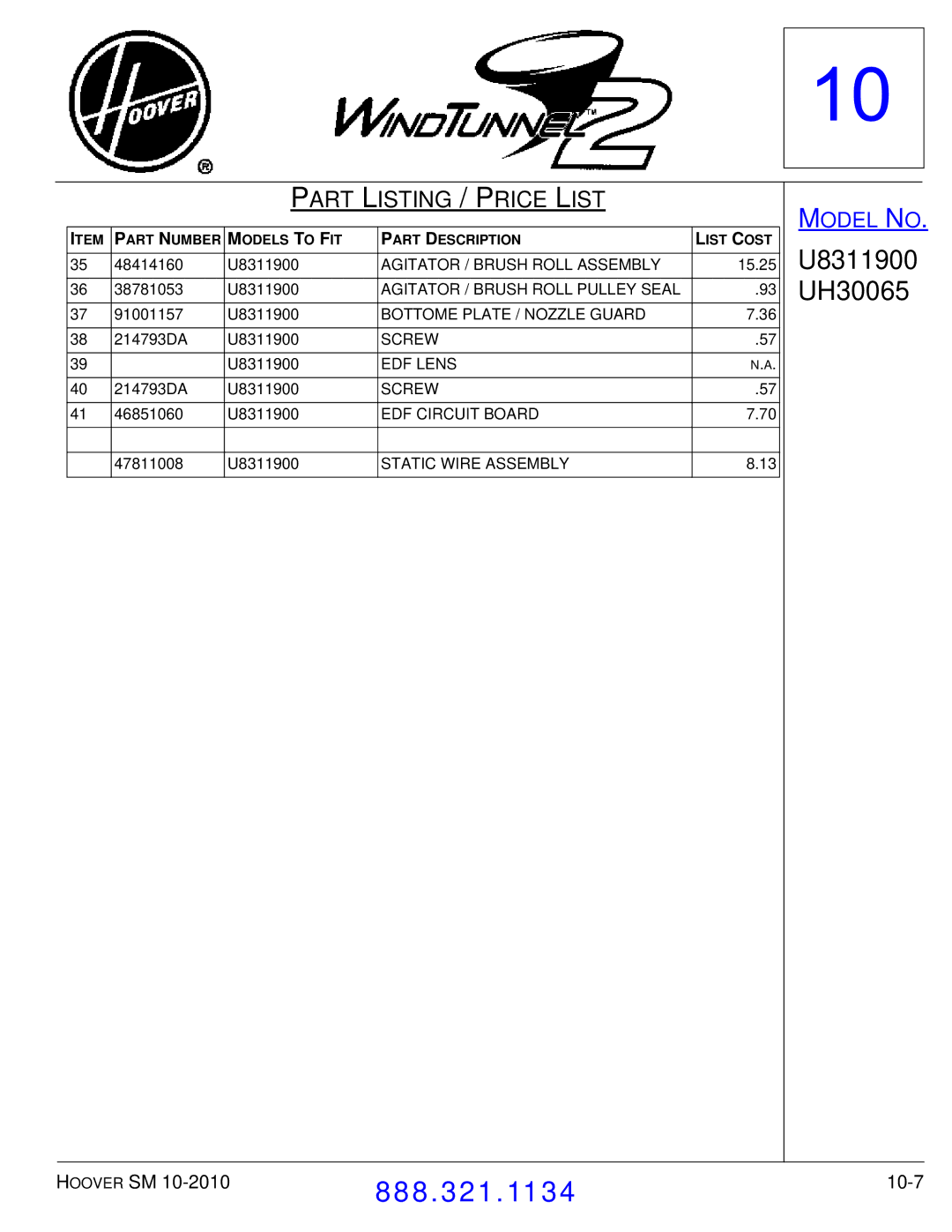 Hoover F7412900 manual 10-7 