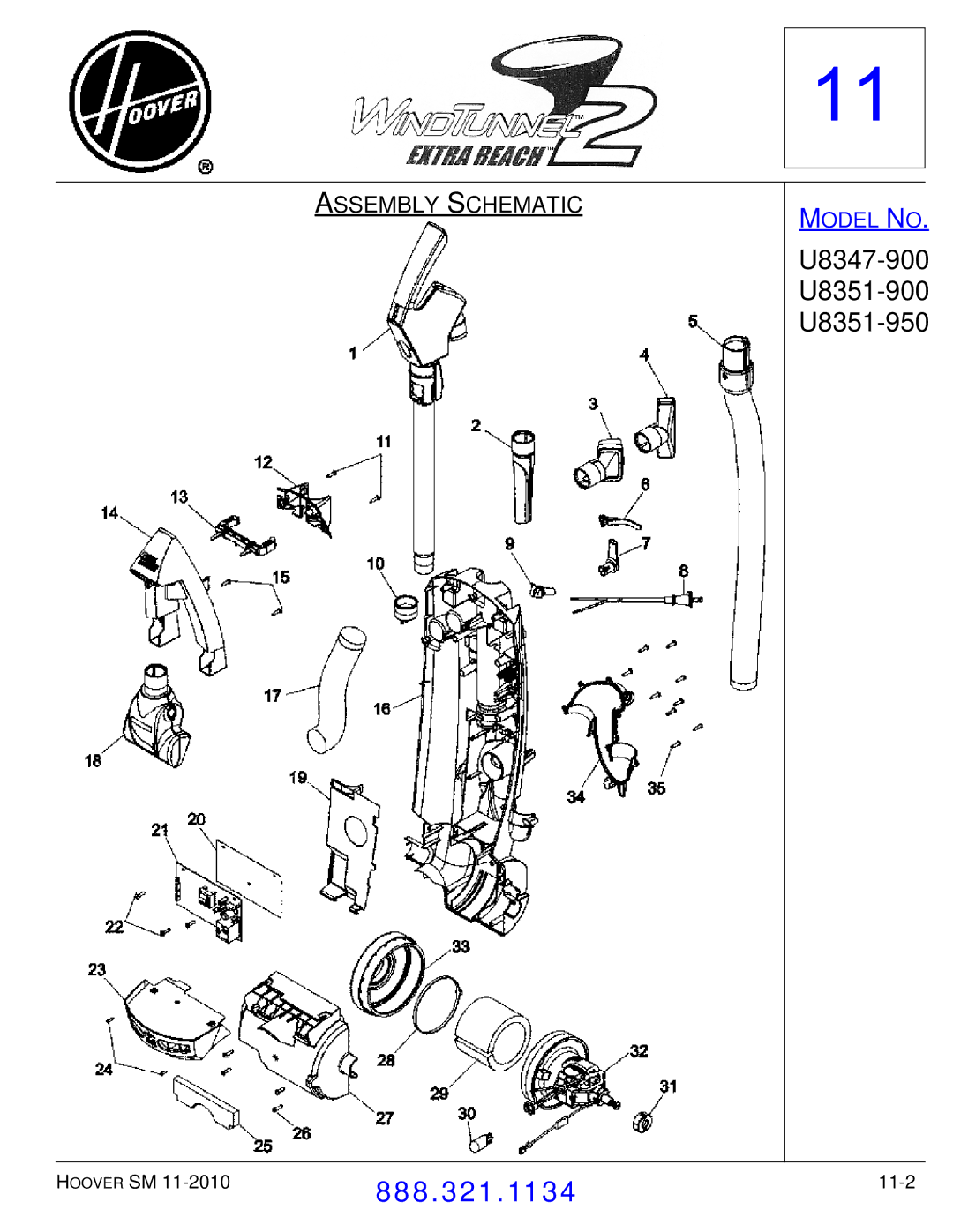 Hoover F7412900 manual U8347-900 U8351-900 U8351-950 