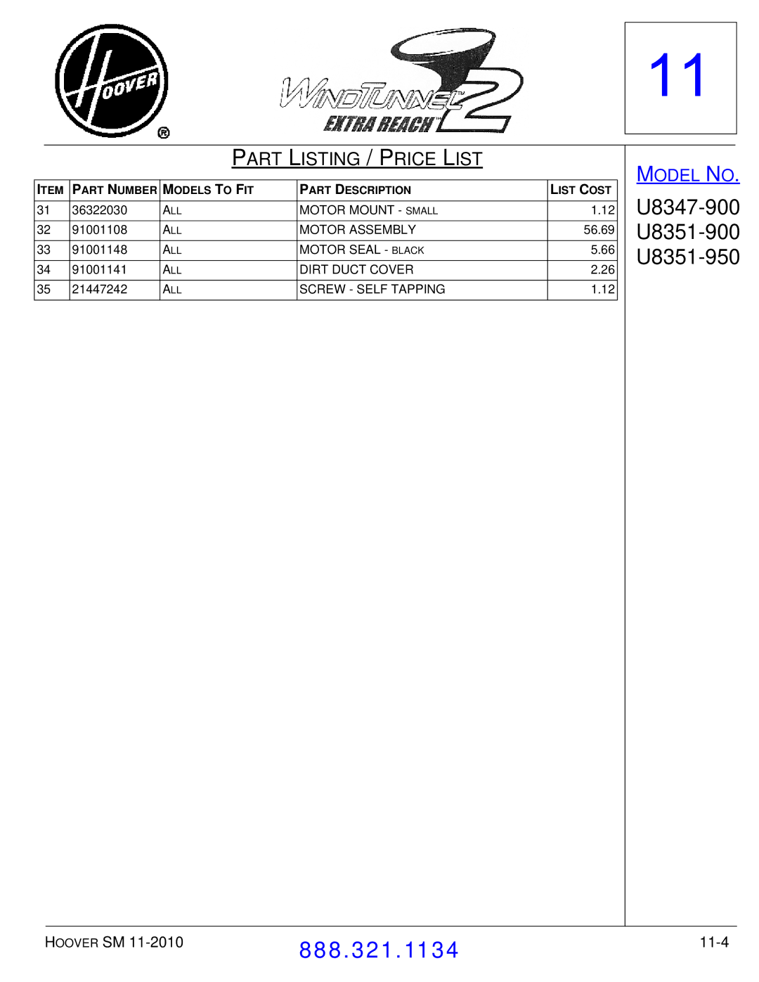 Hoover F7412900 manual 11-4 