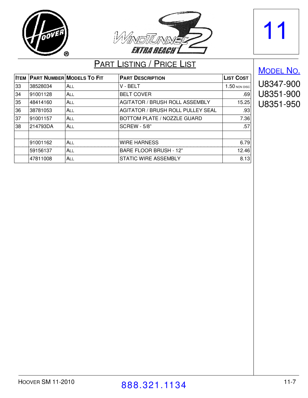 Hoover F7412900 manual 11-7 