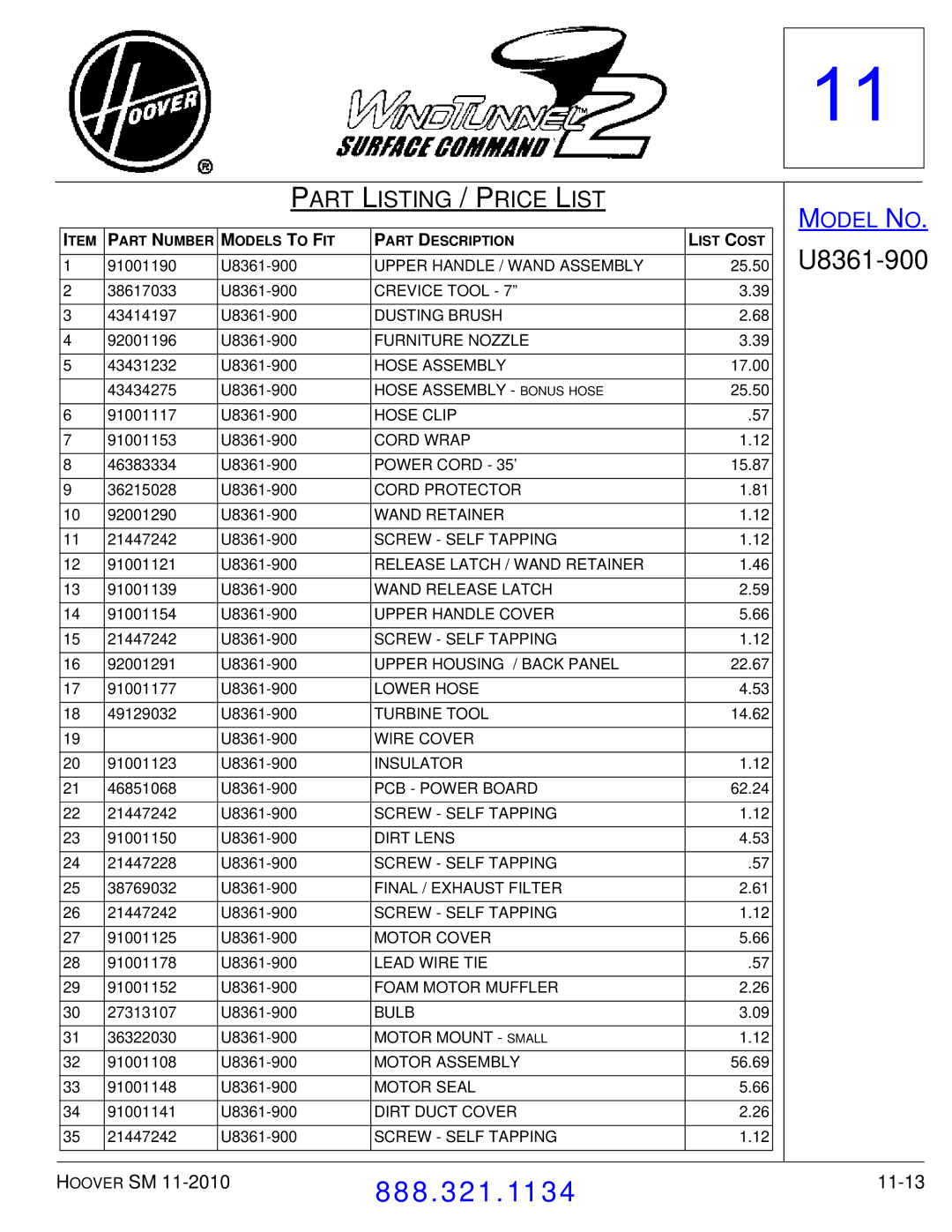 Hoover F7412900 manual 11-13 