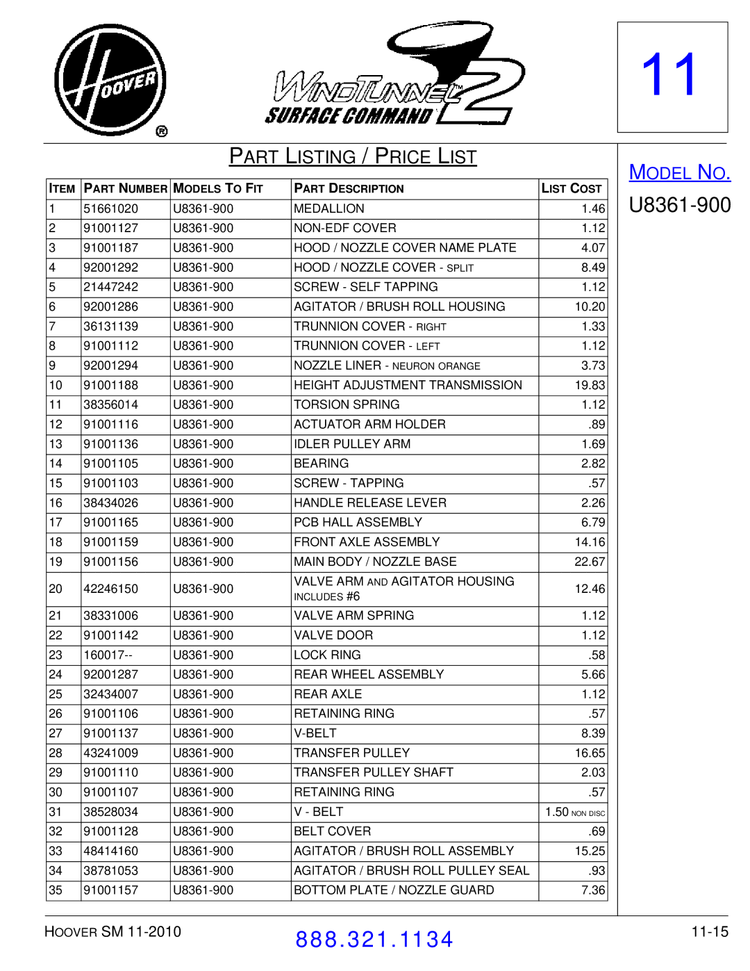 Hoover F7412900 manual 11-15 