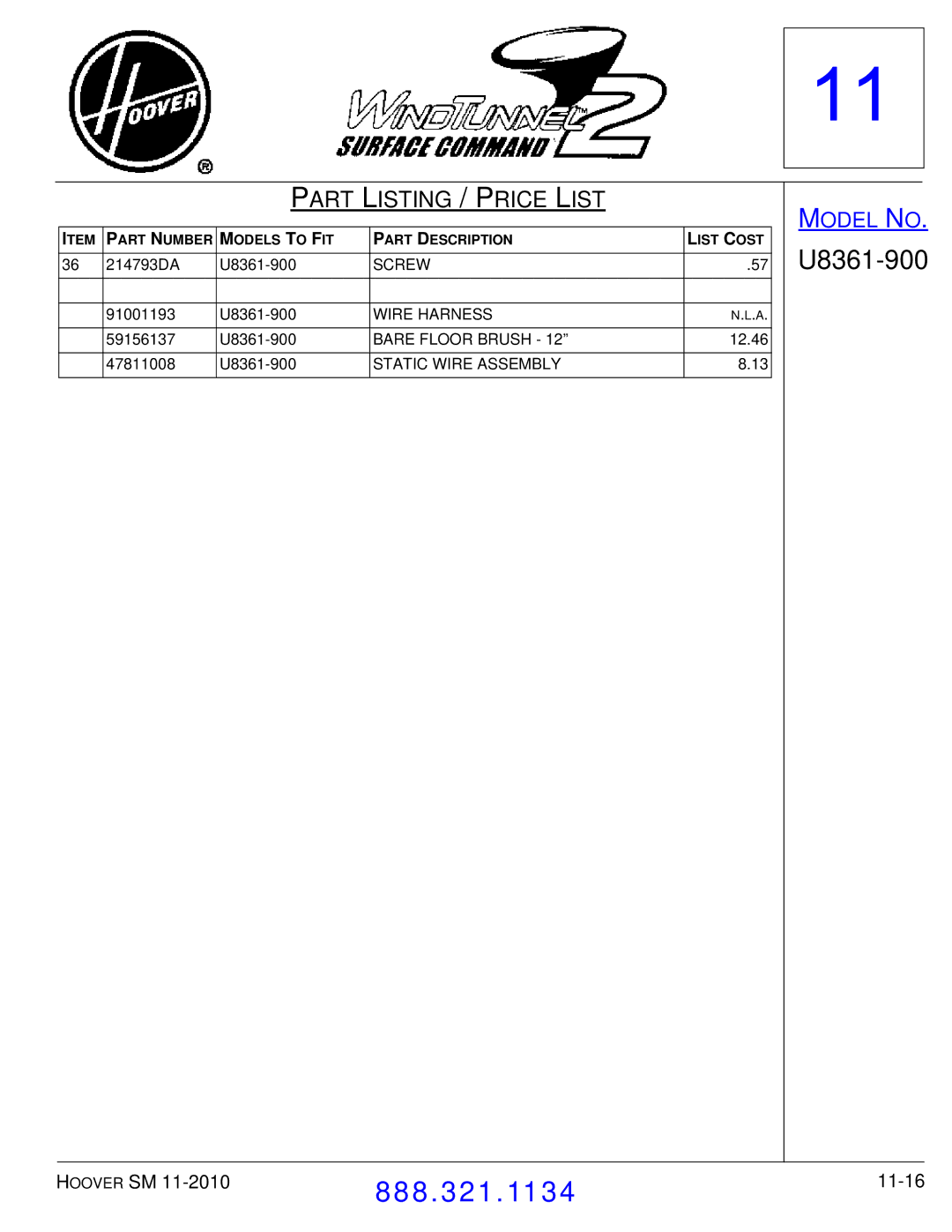 Hoover F7412900 manual 11-16 