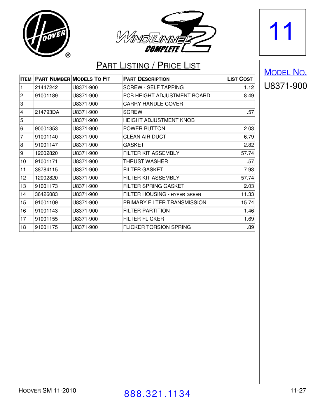 Hoover F7412900 manual 11-27 