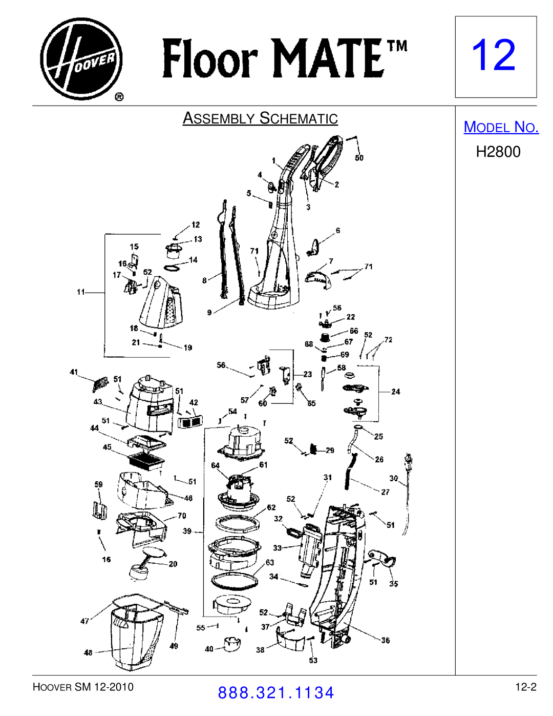 Hoover F7412900 manual H2800 