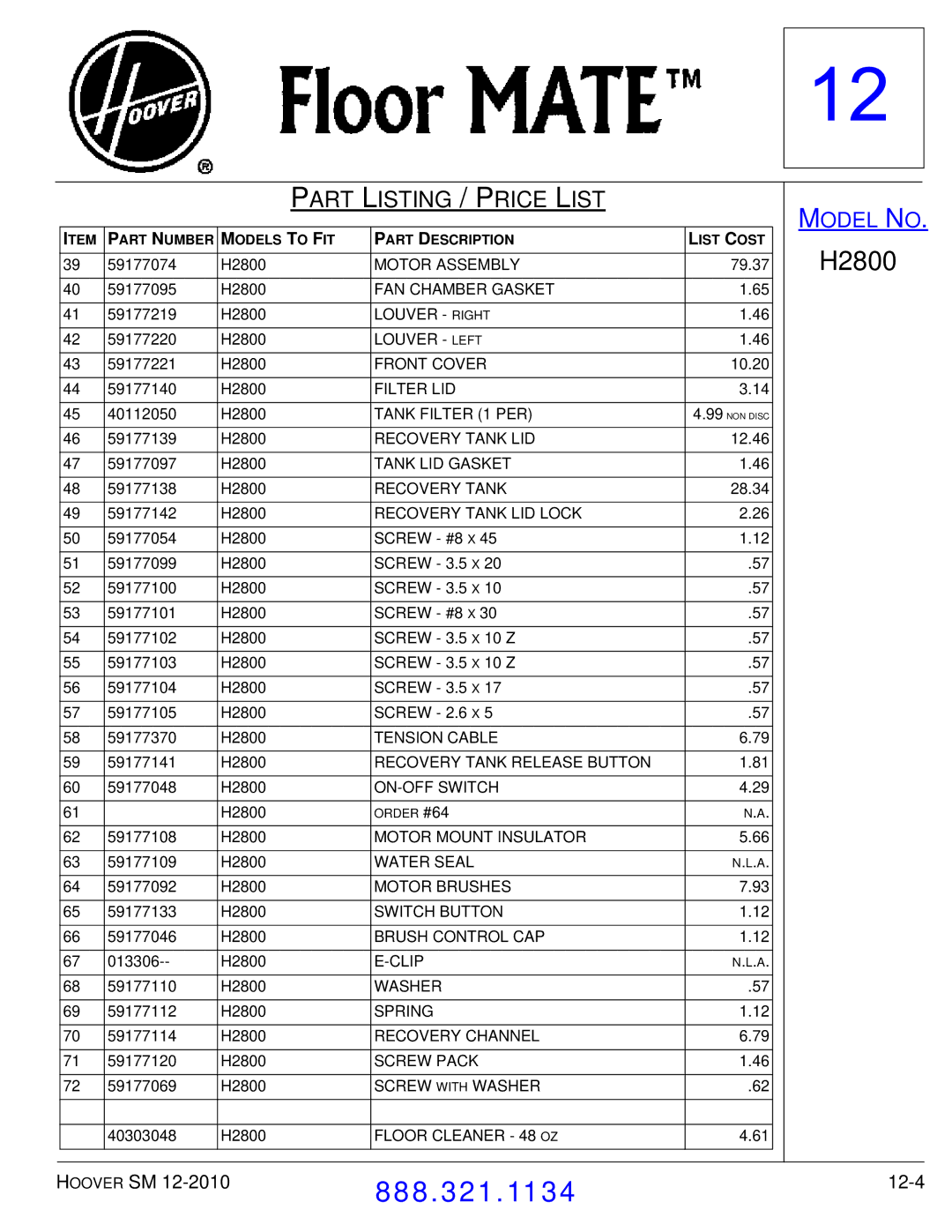 Hoover F7412900 manual 12-4 