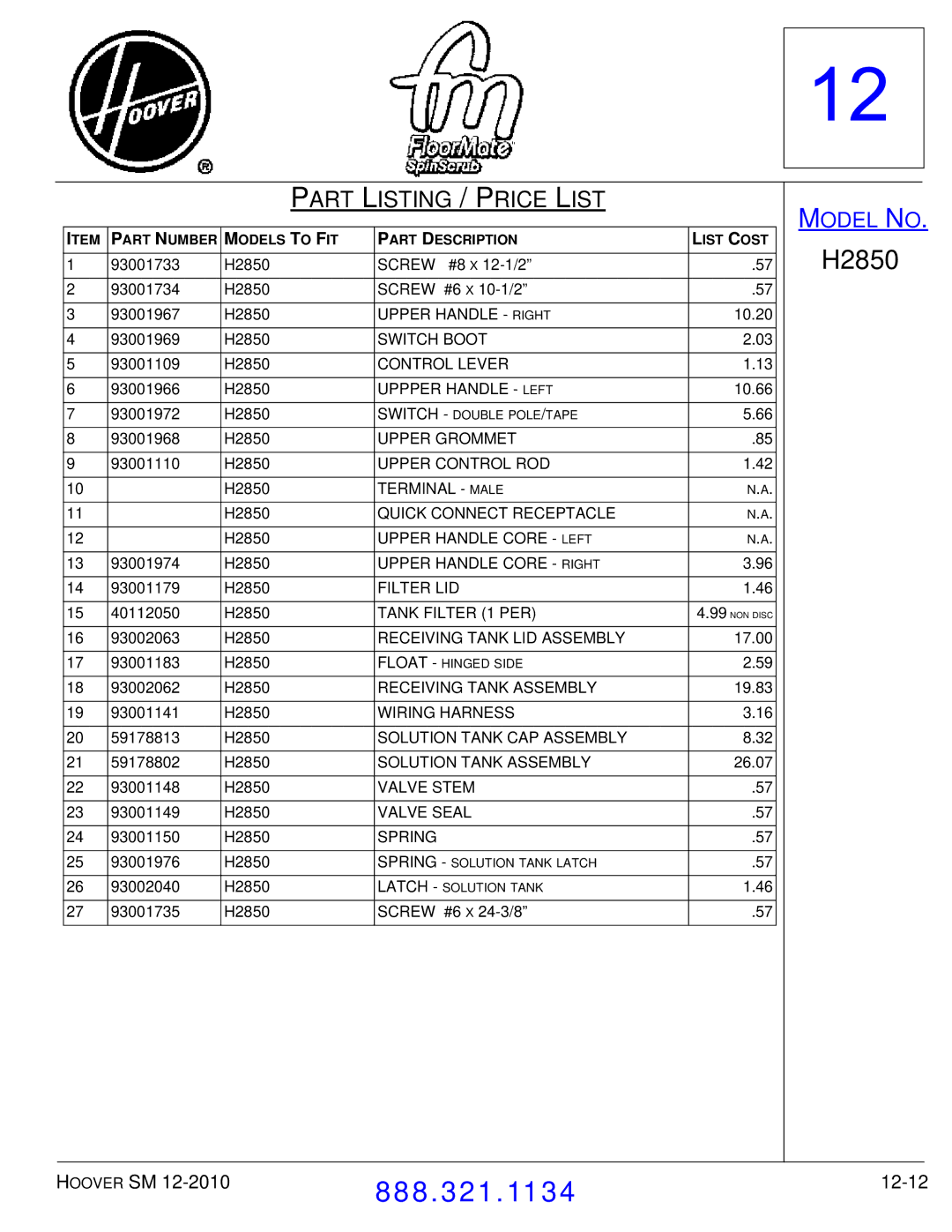 Hoover F7412900 manual 12-12 