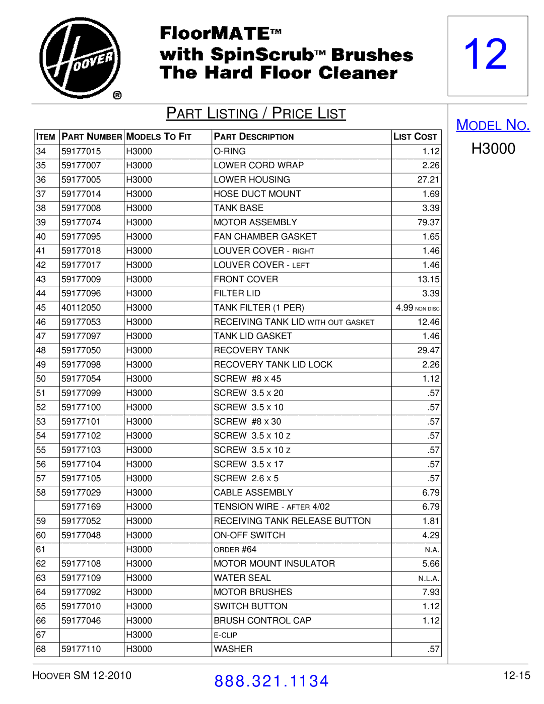 Hoover F7412900 manual 12-15 