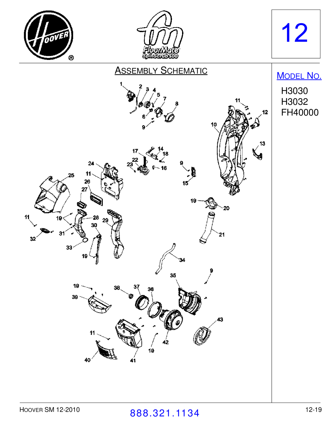 Hoover F7412900 manual H3030 H3032 FH40000 