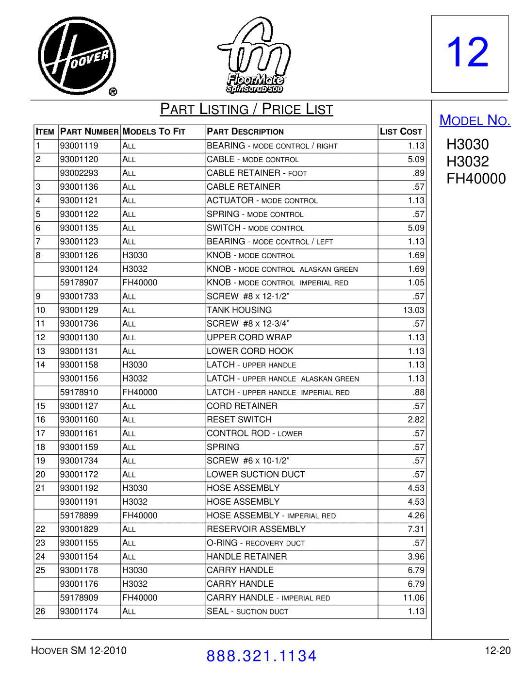 Hoover F7412900 manual 12-20 