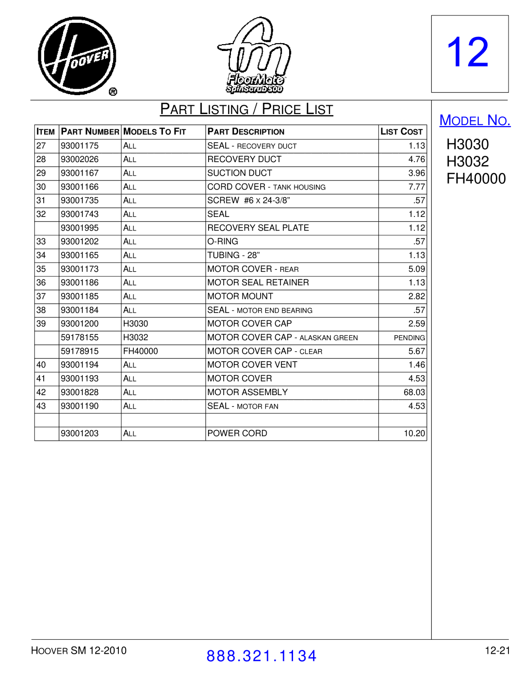 Hoover F7412900 manual 12-21 