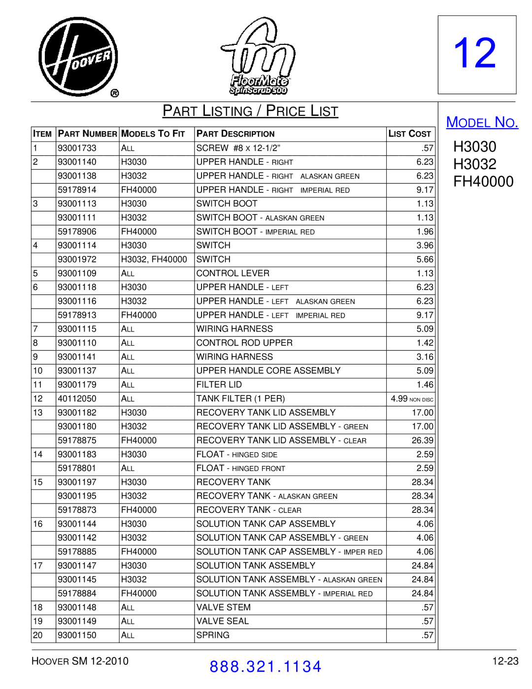 Hoover F7412900 manual 12-23 