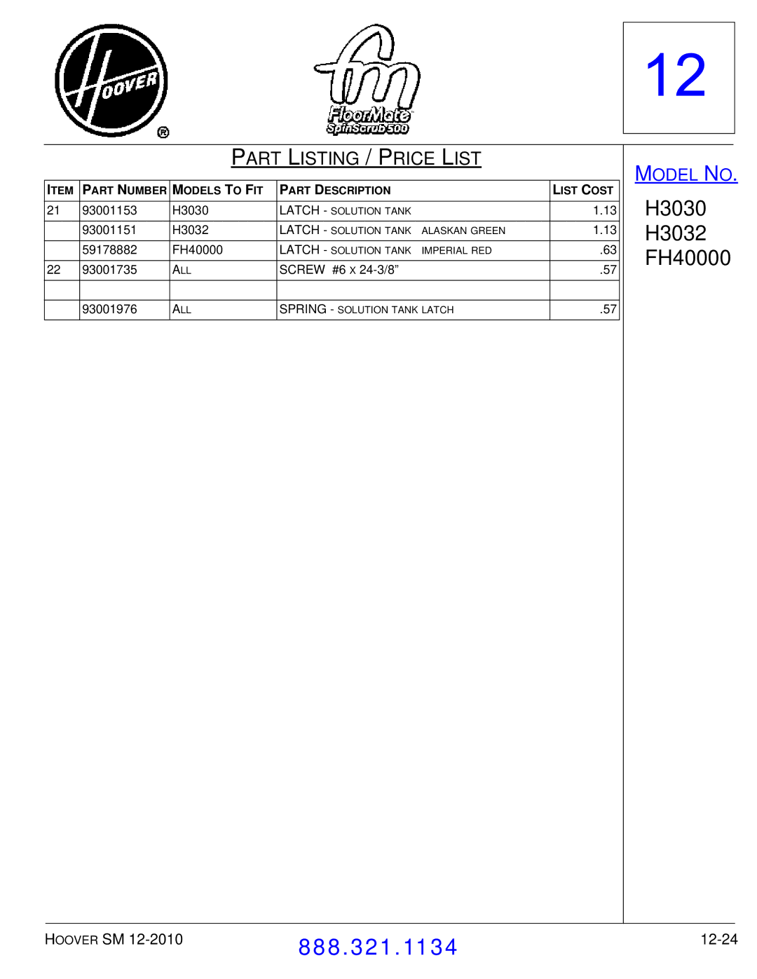 Hoover F7412900 manual 12-24 