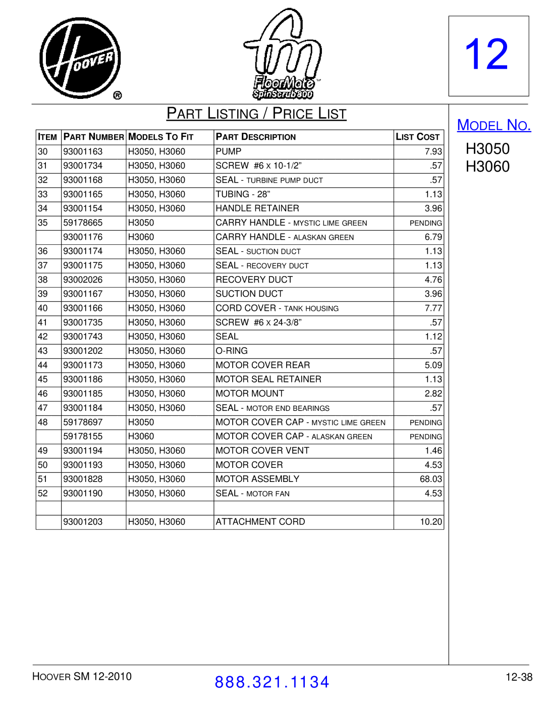 Hoover F7412900 manual 12-38 