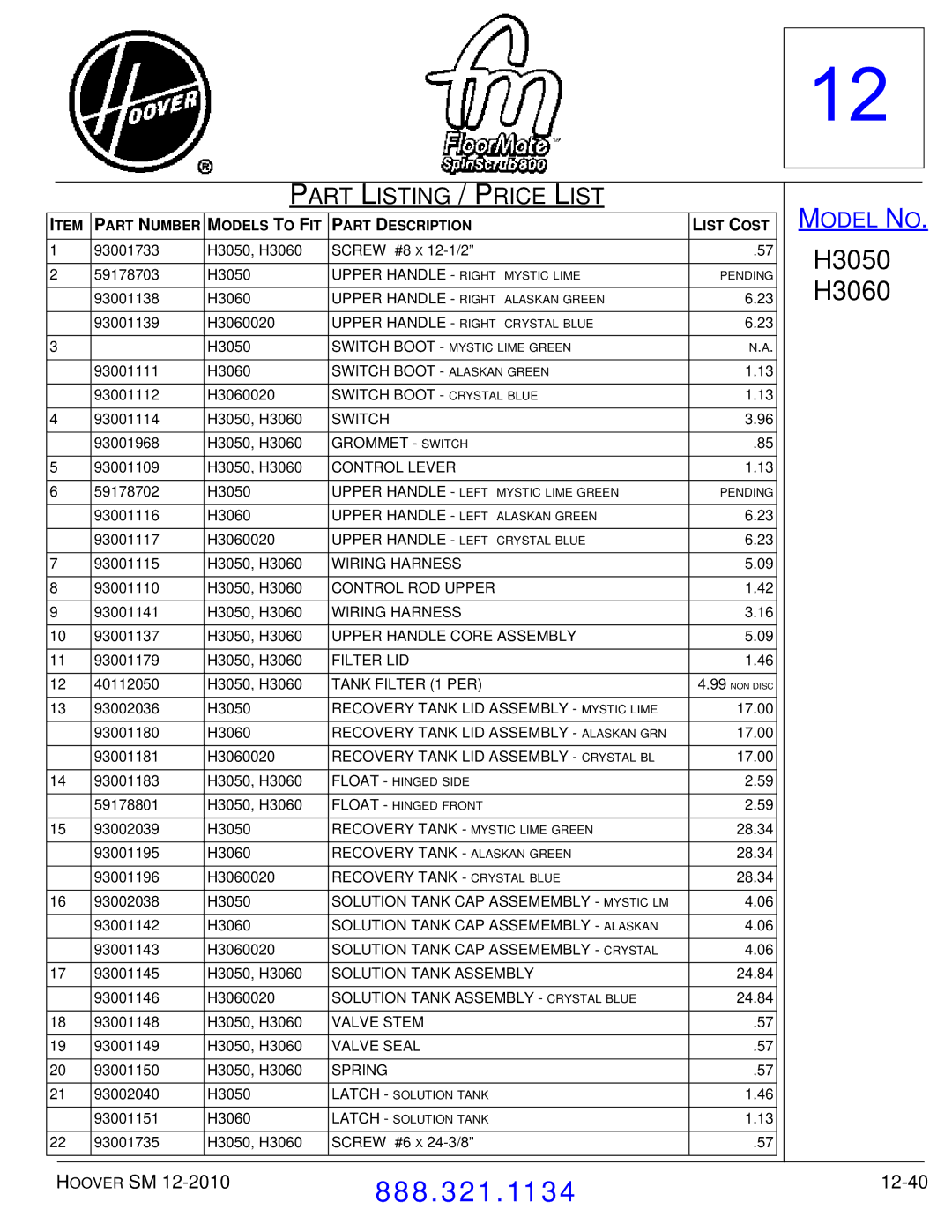 Hoover F7412900 manual 12-40 