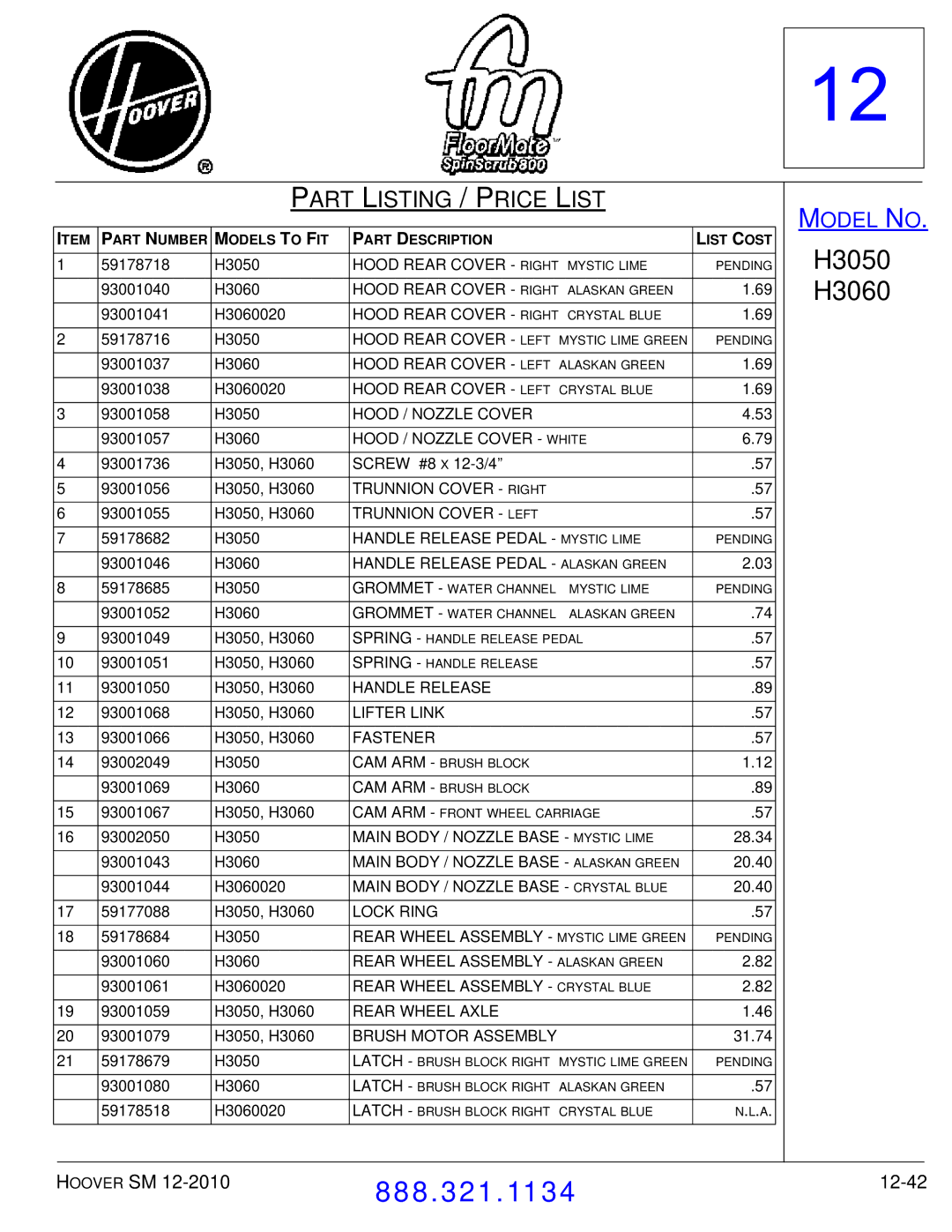 Hoover F7412900 manual 12-42 