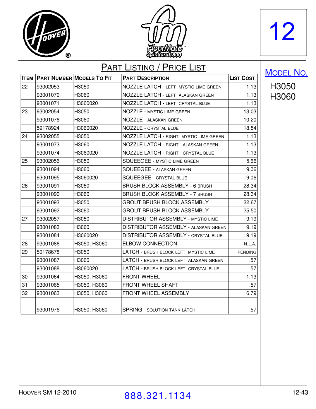 Hoover F7412900 manual 12-43 