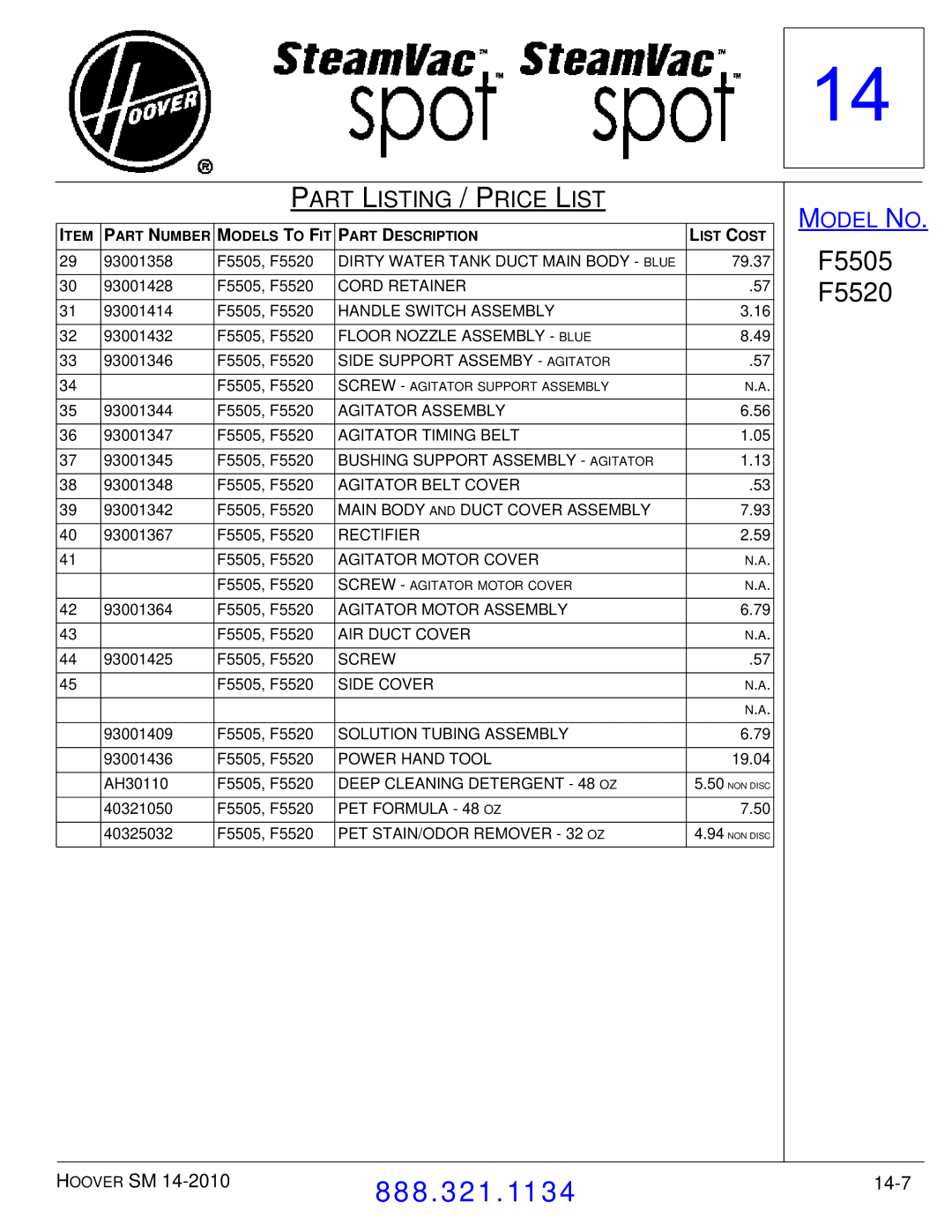 Hoover F7412900 manual 14-7 