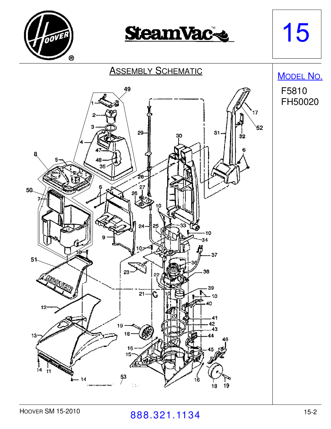 Hoover F7412900 manual F5810 FH50020 