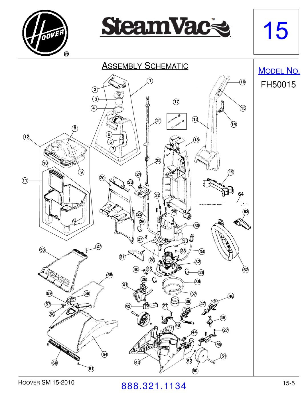 Hoover F7412900 manual FH50015 