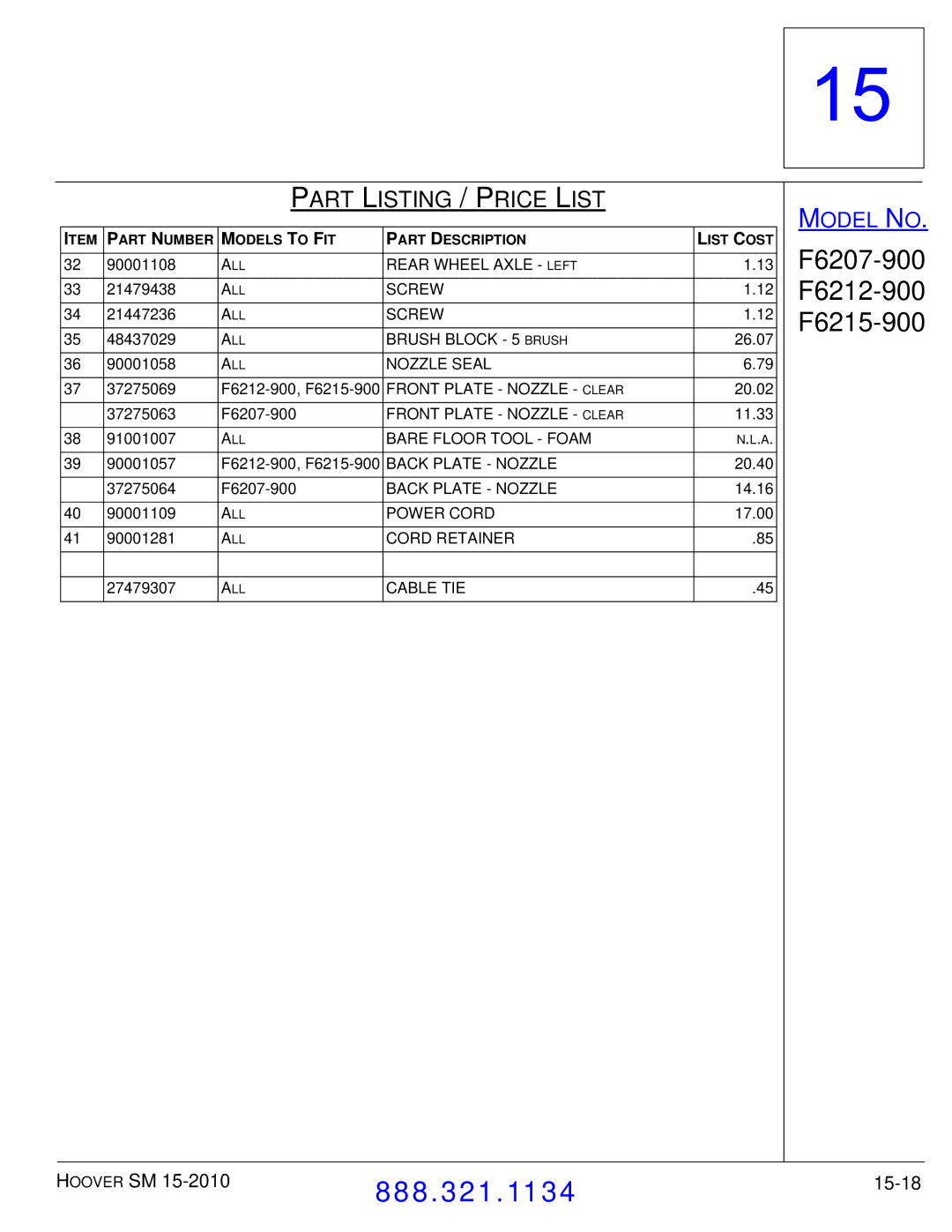 Hoover F7412900 manual 15-18 