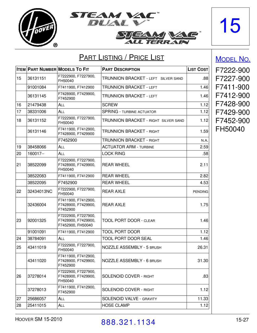 Hoover F7412900 manual 15-27 