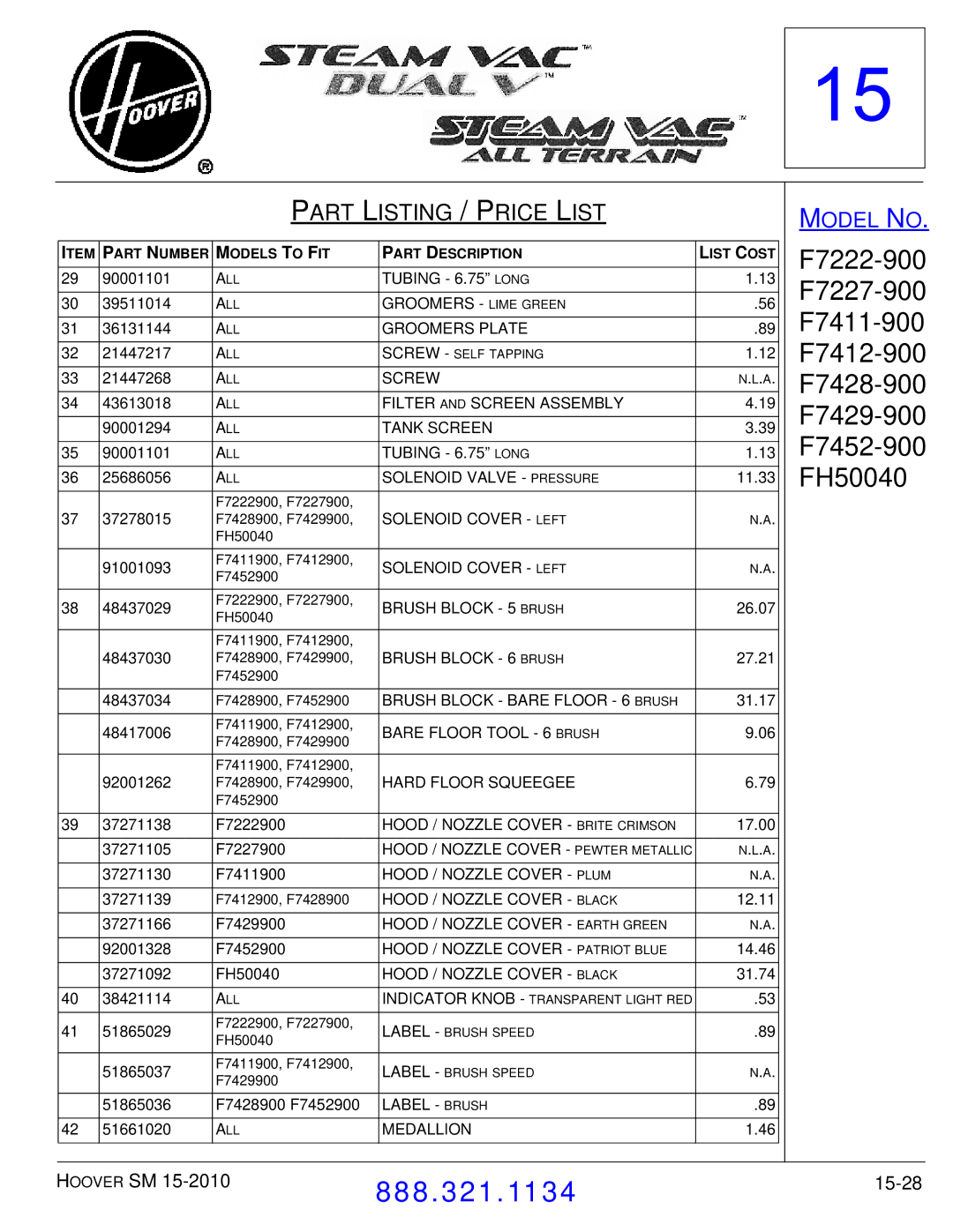 Hoover F7412900 manual 15-28 