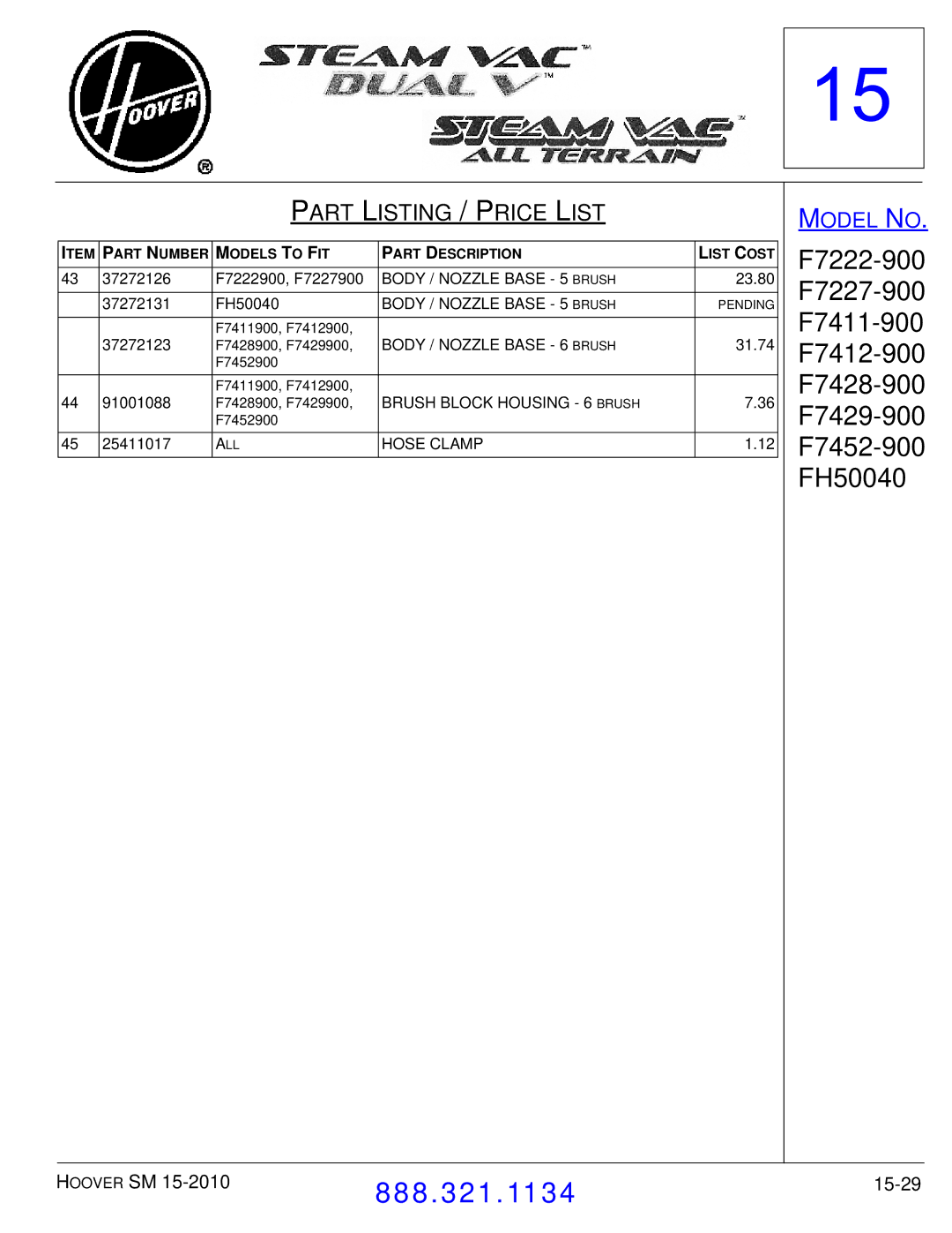 Hoover F7412900 manual 15-29 