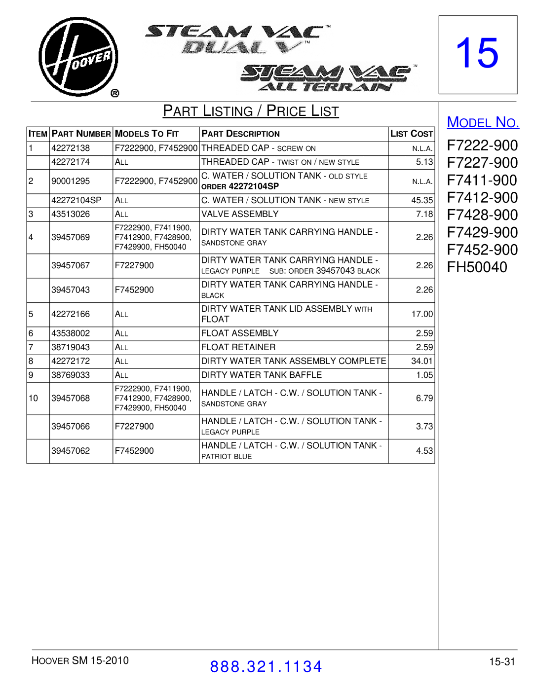 Hoover F7412900 manual 15-31 