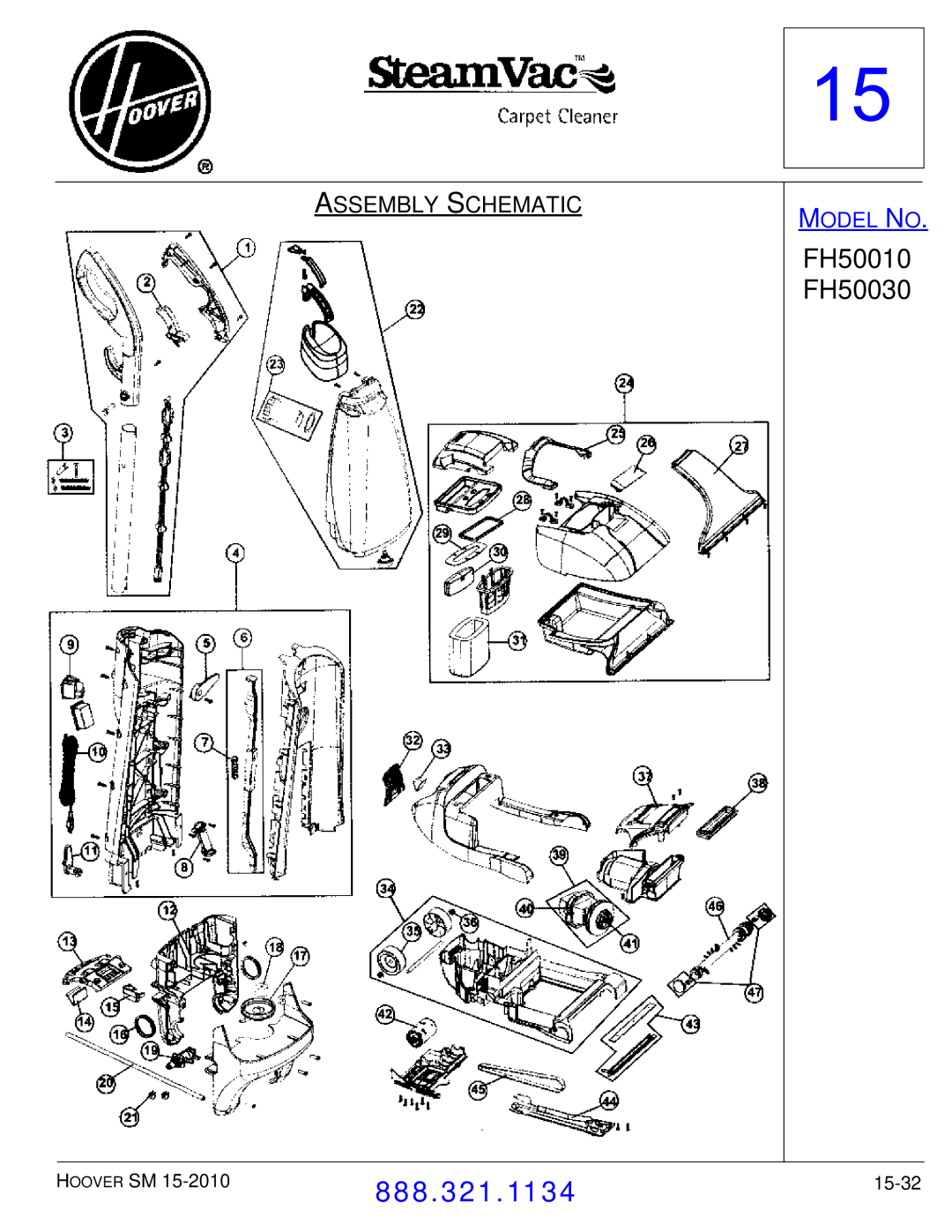 Hoover F7412900 manual FH50010 FH50030 