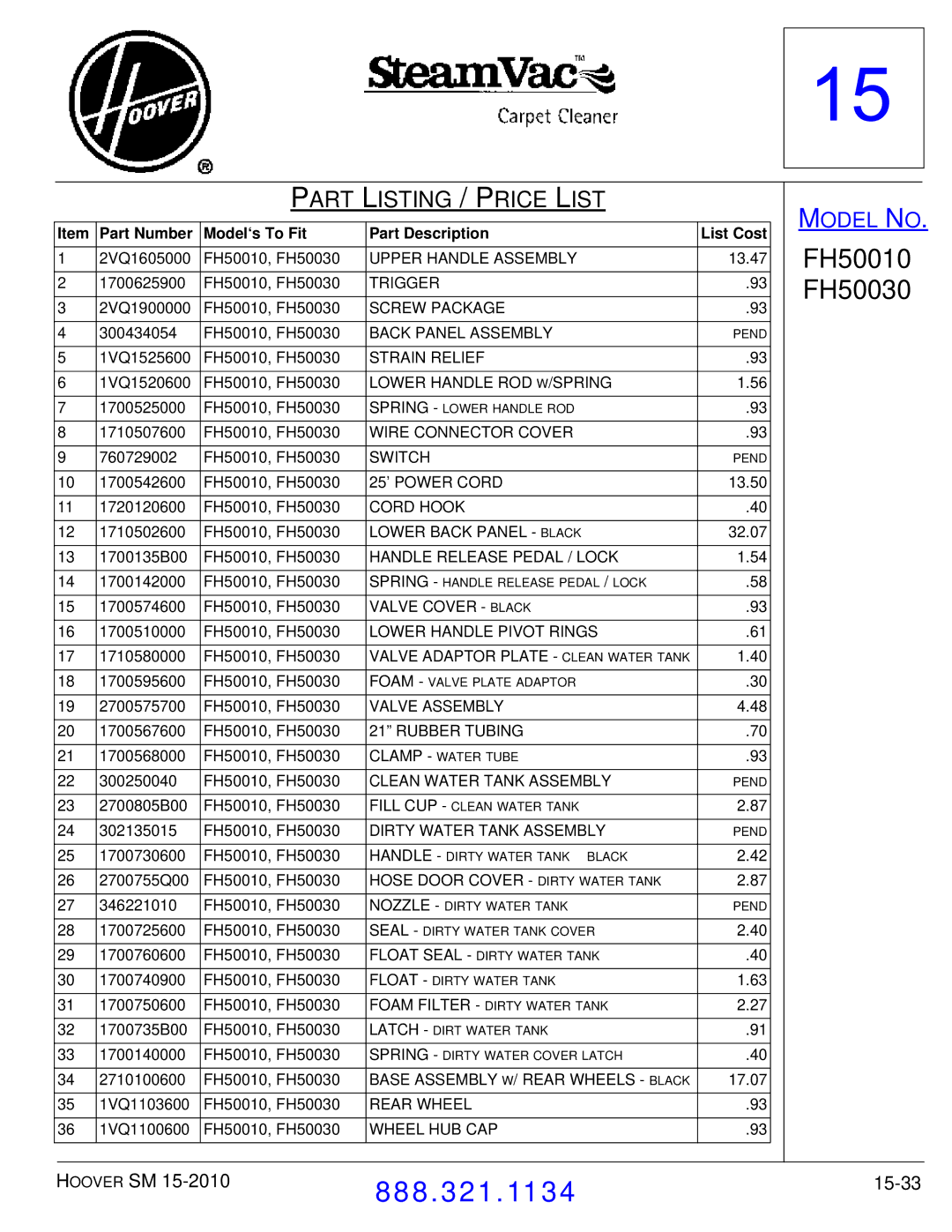 Hoover F7412900 manual 15-33 